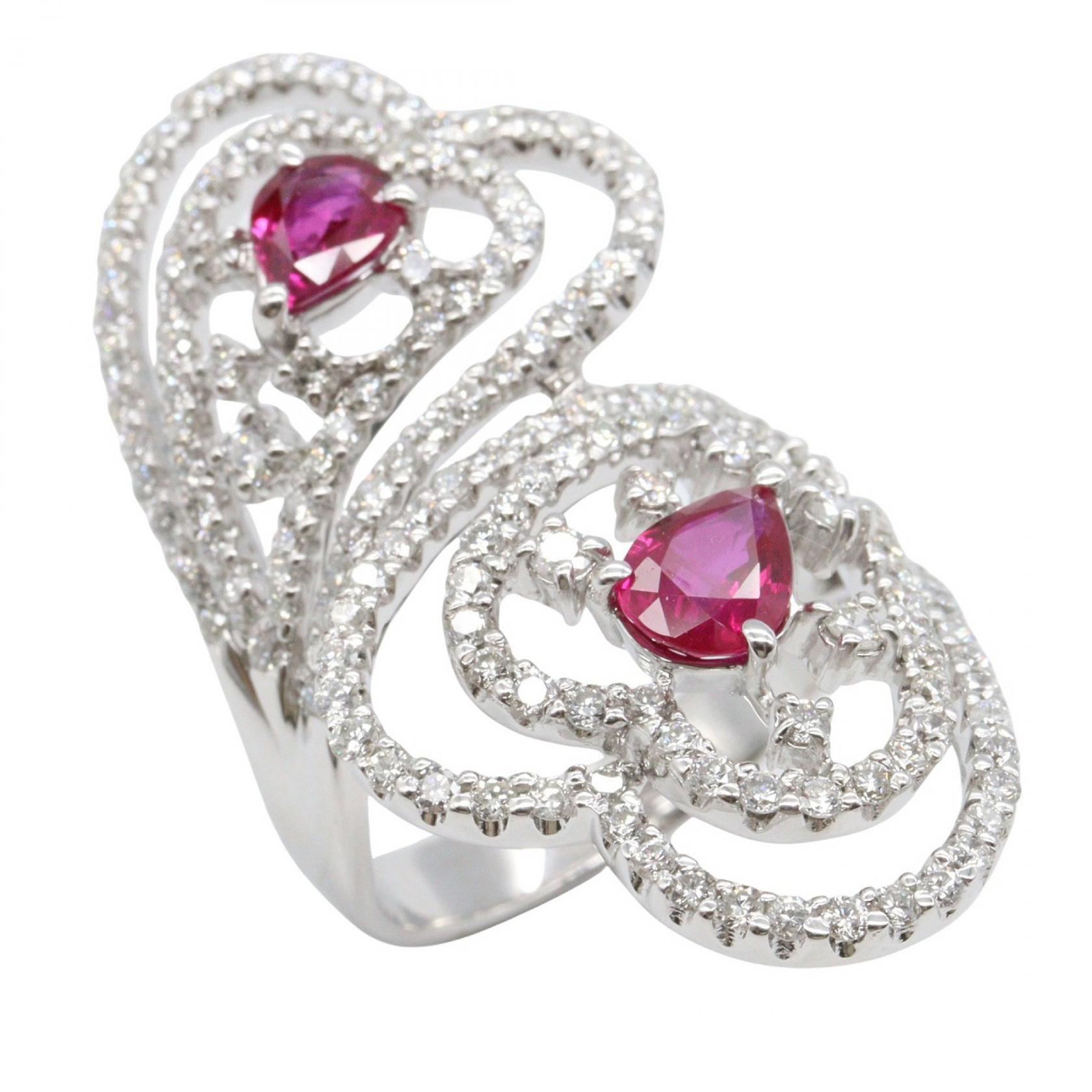 ≪10%OFFクーポン 7/19 20時~7/26 9:59≫ジュエリー JEWELRY ルビー ダイヤモンド リング リング・指輪 ジュエリー K18WG(ホワイトゴールド) ダイヤモンド ルビー レディース シルバー系 / レッド系 / クリア系 ルビー 12.1g 【中古】|Mike Museum