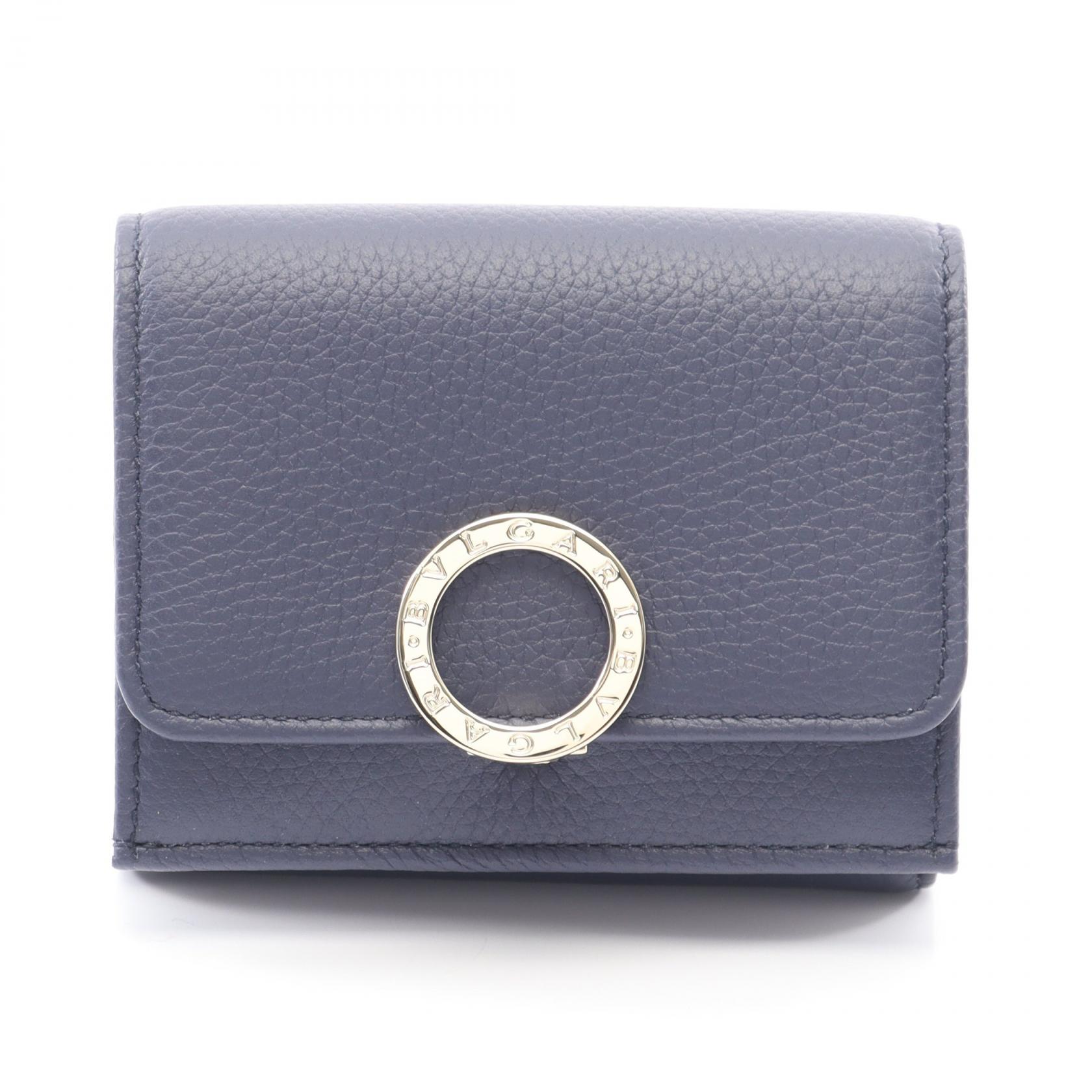 《全品5%クーポン×P5倍》ブルガリ BVLGARI ブルガリブルガリ 三つ折り財布 財布 レザー レディース ネイビー系 292966 【新品】
