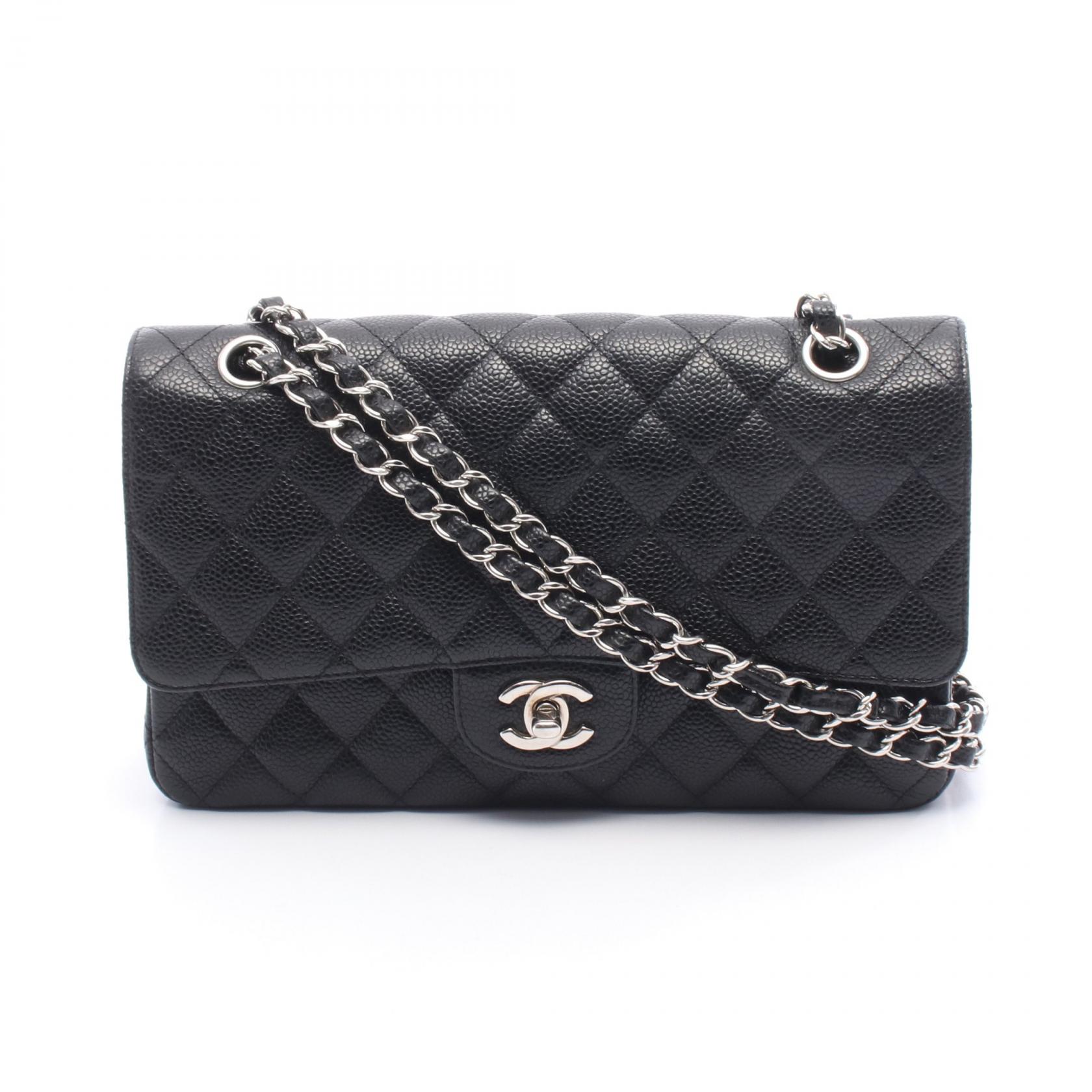 《全品5%クーポン×P5倍》シャネル CHANEL マトラッセ Wフラップ ショルダーバッグ バッグ キャビアスキン(グレインドカーフ) レディース ブラック系 【中古】