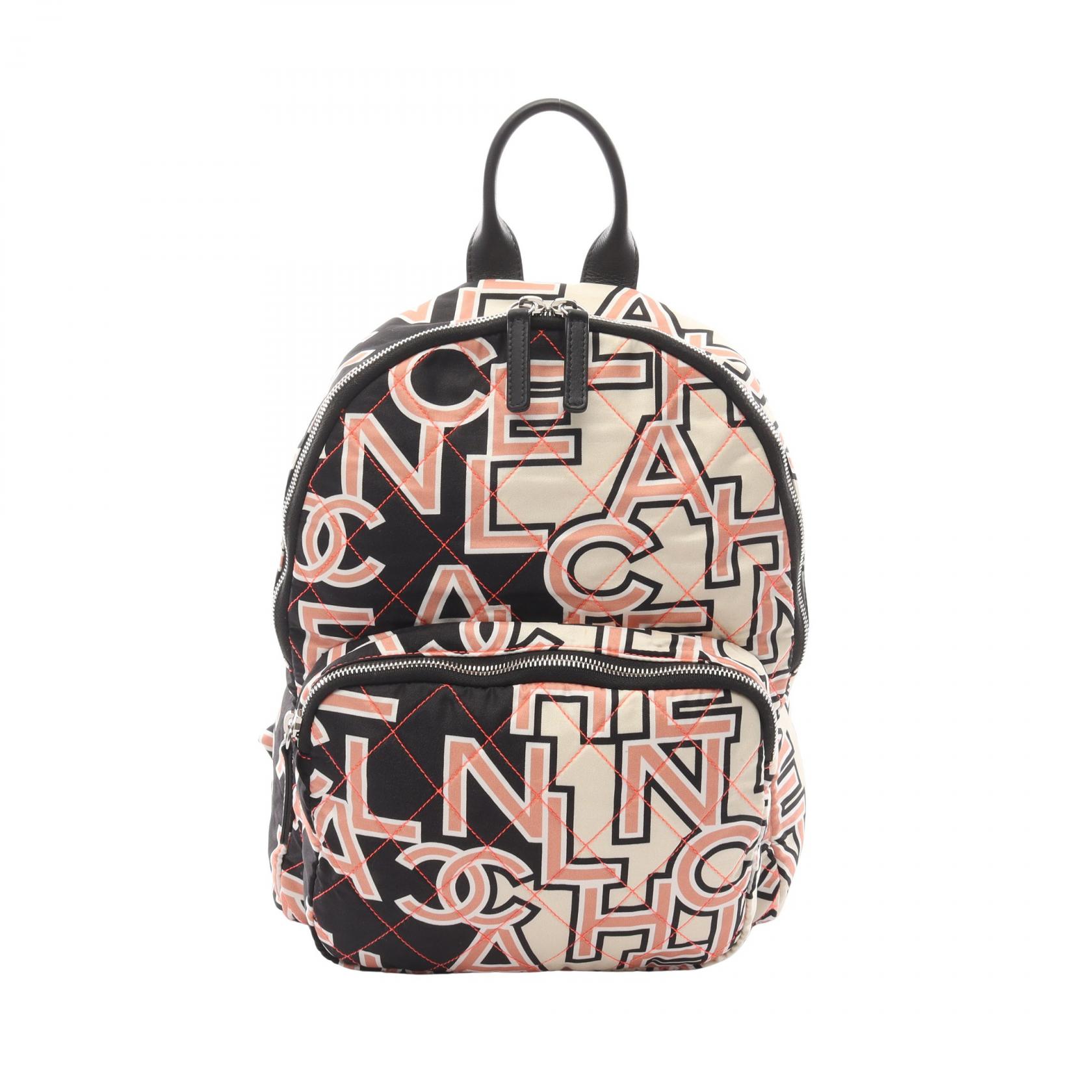 【SALE／10%OFFクーポン】シャネル CHANEL マトラッセ ネオン リュックサック バックパック バッグ キャンバス レディース ブラック系 / アイボリー系 / ピンク系 【中古】
