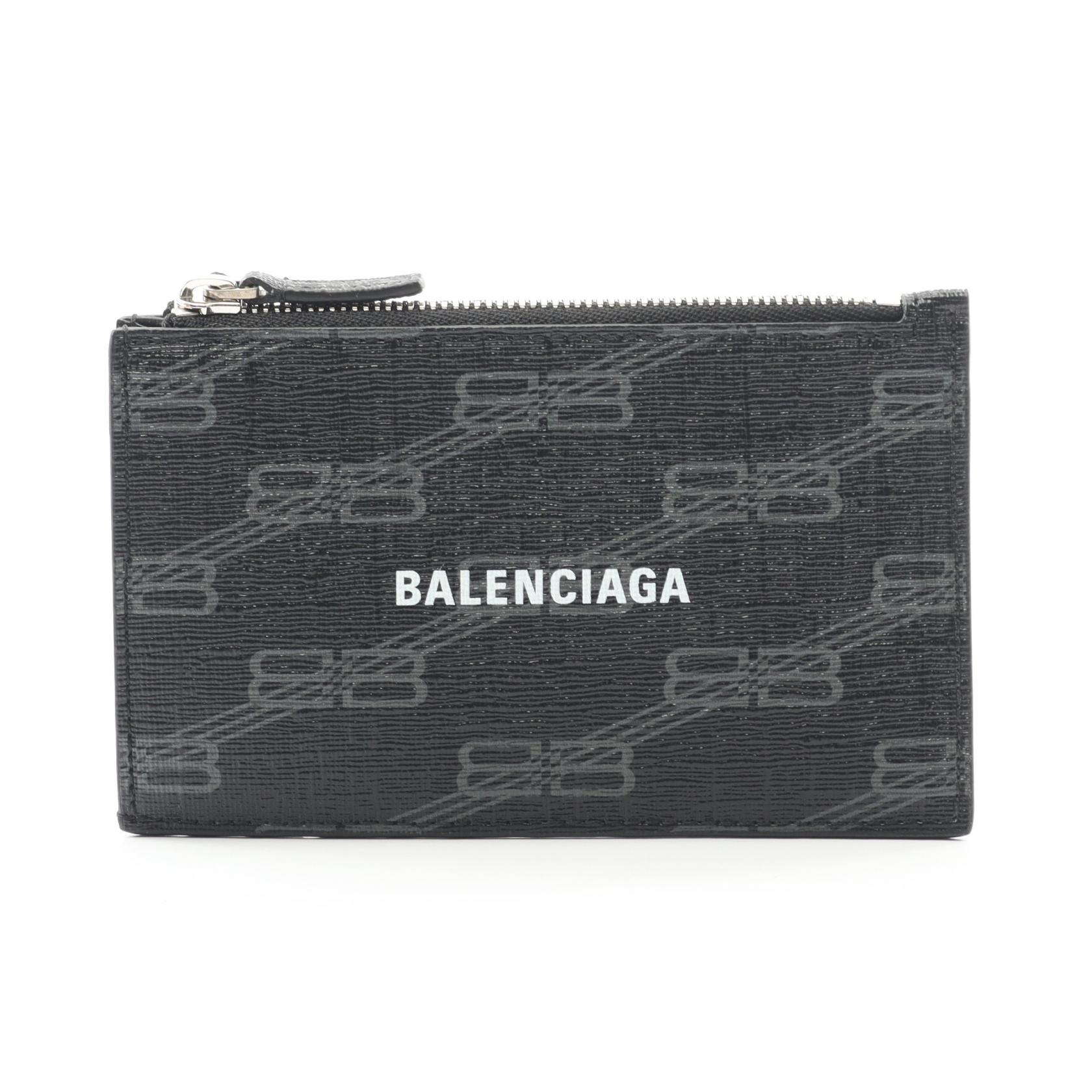 【SALE／5千円OFFクーポン】バレンシアガ BALENCIAGA CASH コインケース 財布 PVC メンズ ブラック系 【中古】