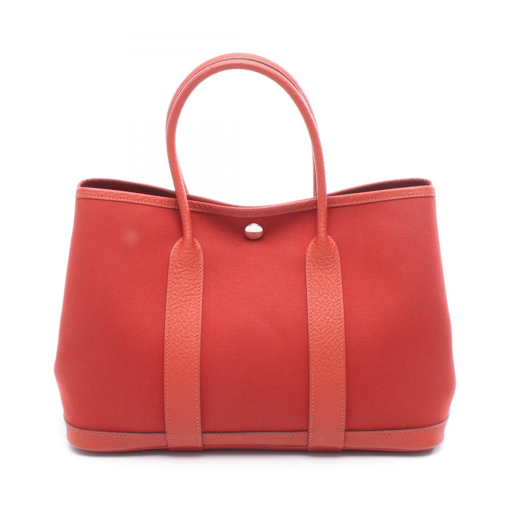 【15%OFFクーポン対象】エルメス HERMES ガーデンパーティTPM ヴェルソ ルージュベネチアン ルージュデュセス トートバッグ バッグ レザー キャンバス トワルオフィシエ トワルオフィシエ レディース レッド系 【中古】