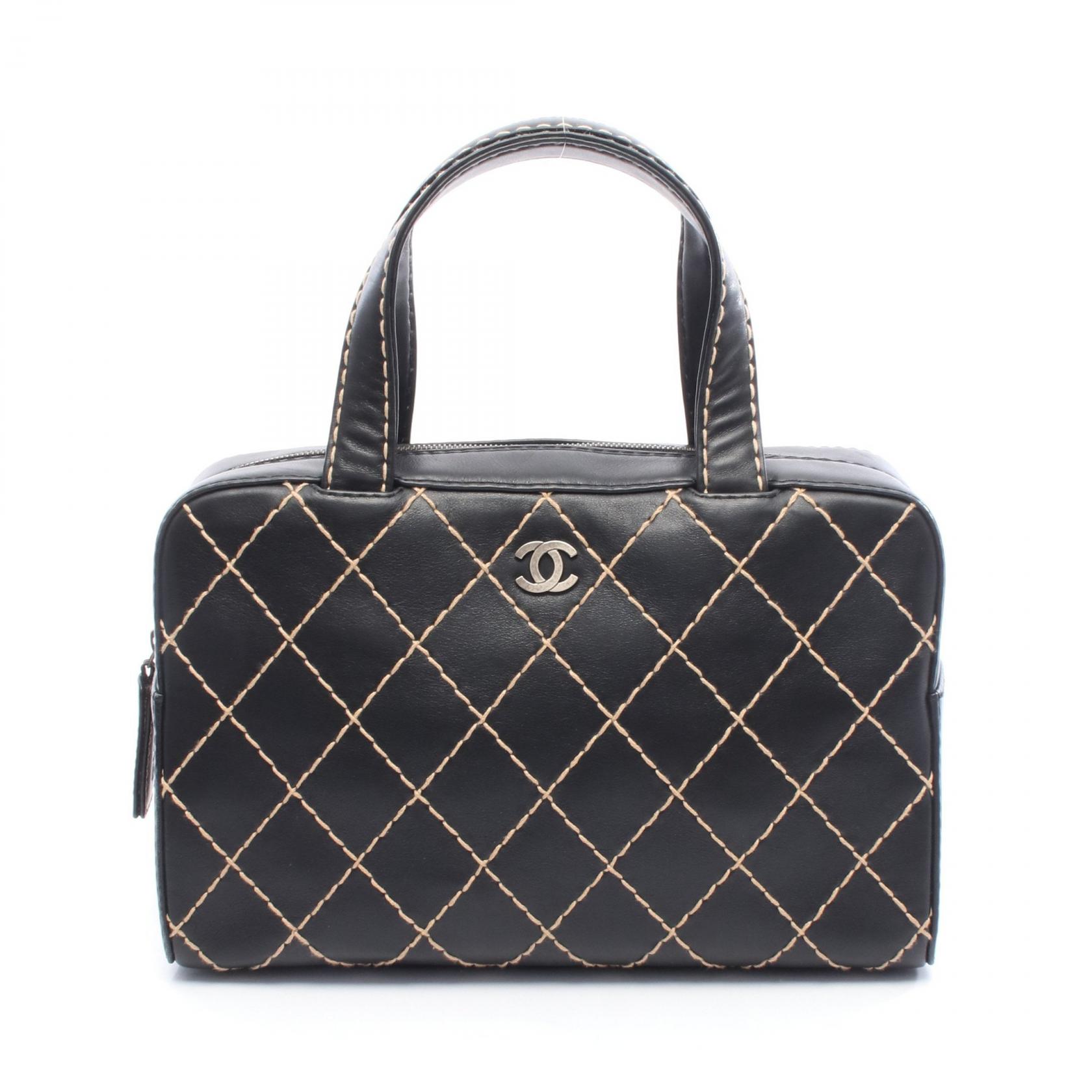 シャネル CHANEL ワイルドステッチ ハンドバッグ バッグ レザー レディース ブラック系 A18121 【中古】