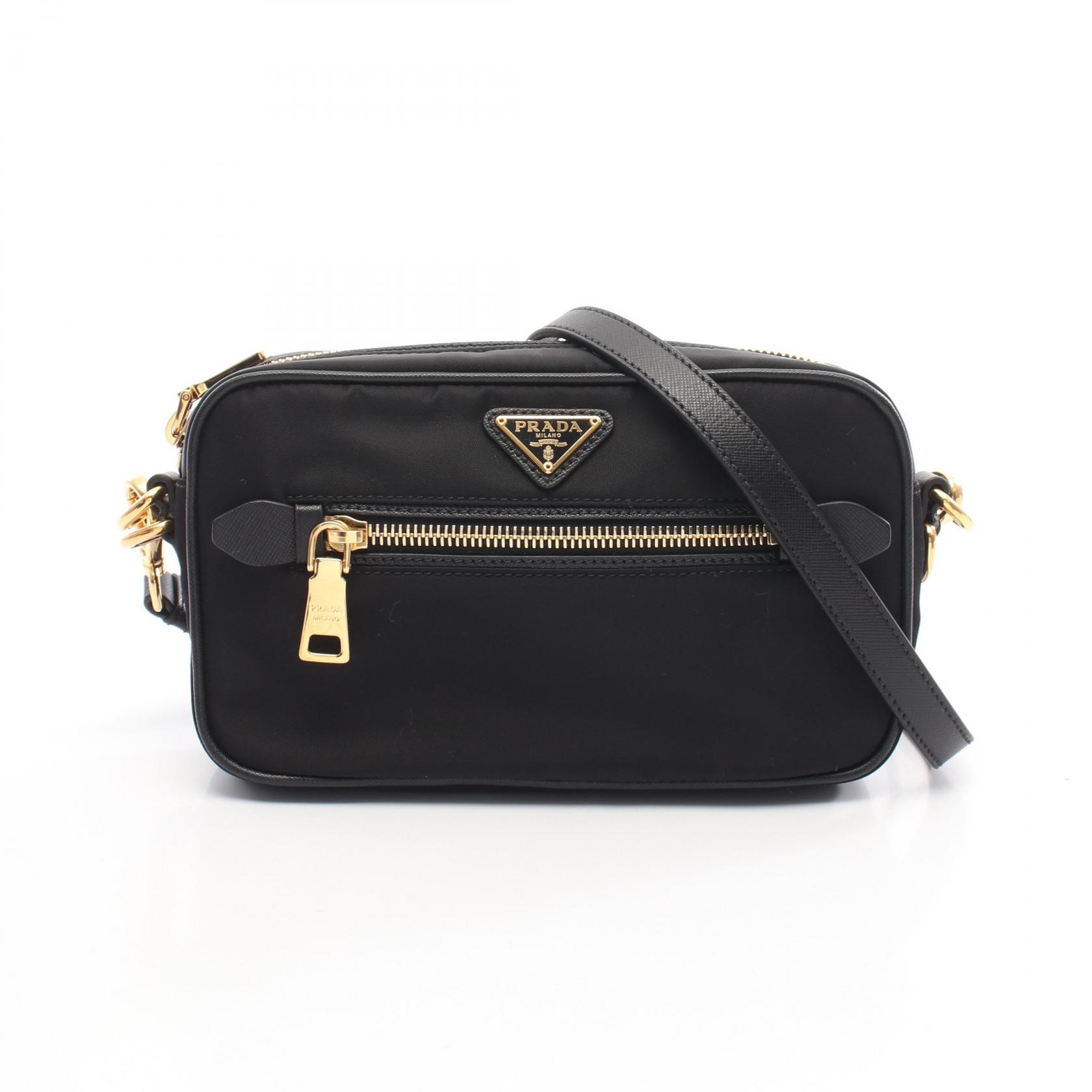 【SALE／1万円OFFクーポン】プラダ PRADA TESSUTO + SAFFIAN ショルダーバッグ バッグ ナイロン サフィアーノレザー レディース ブラック系 BT0773 【中古】