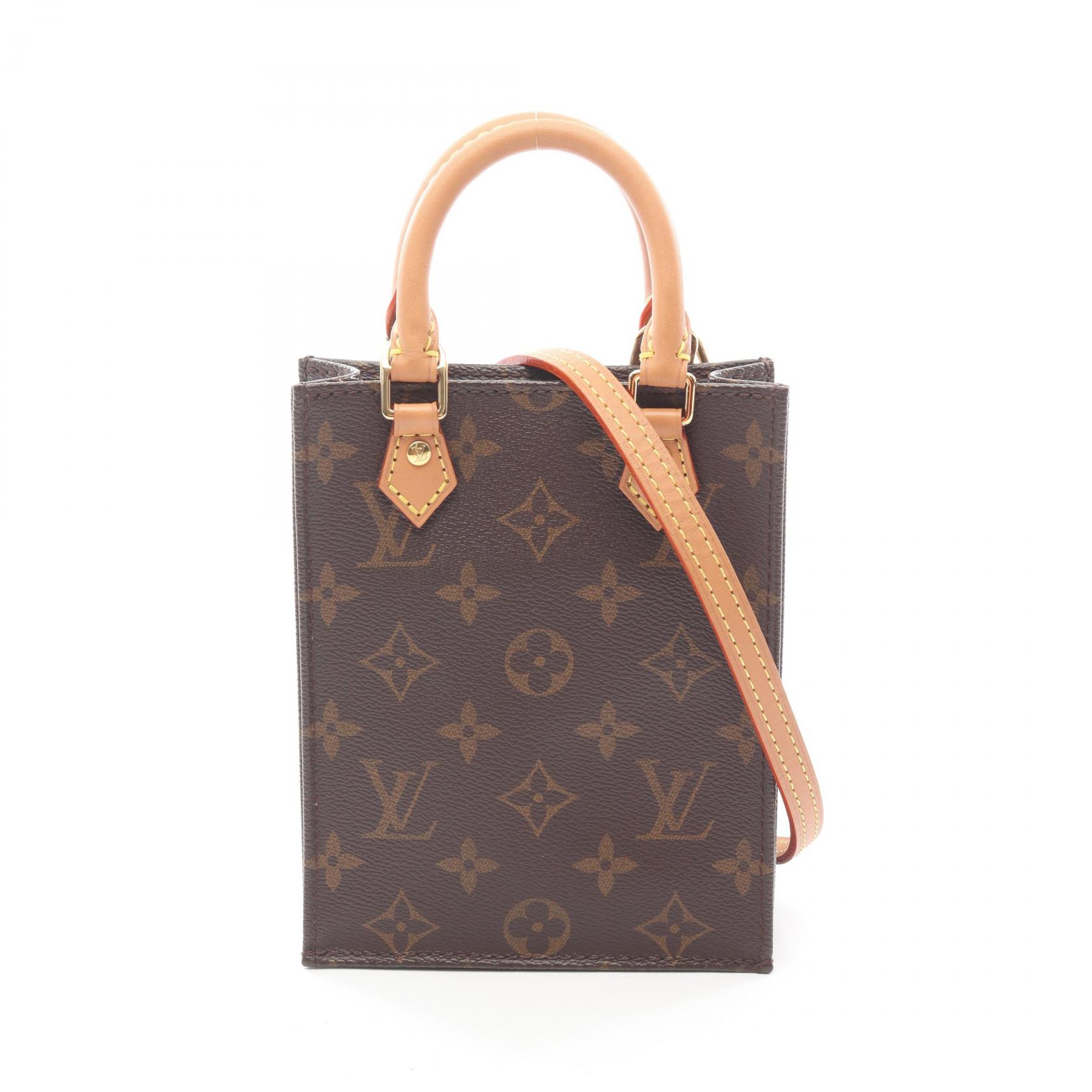 【15%OFFクーポン対象】ルイ・ヴィトン LOUIS VUITTON プティット サックプラ ハンドバッグ バッグ PVCコーティングキャンバス レザー モノグラム レディース ブラウン系 M69442 【中古】