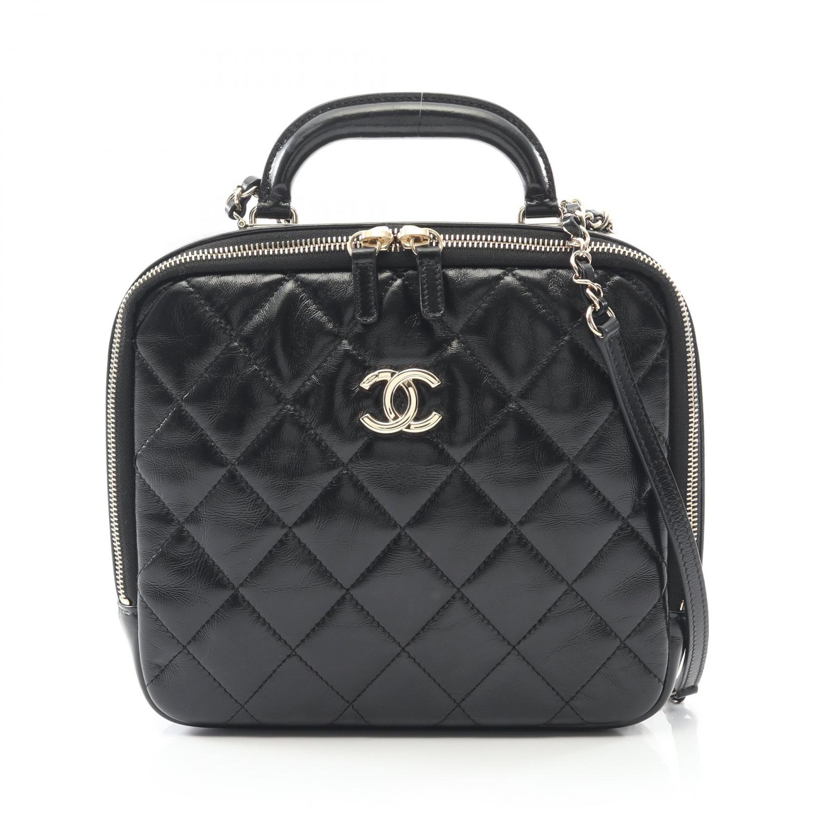《全品5%クーポン×P5倍》シャネル CHANEL マトラッセ トップハンドル ショルダーバッグ バッグ レザー シャイニーカーフスキン レディース ブラック系 【中古】