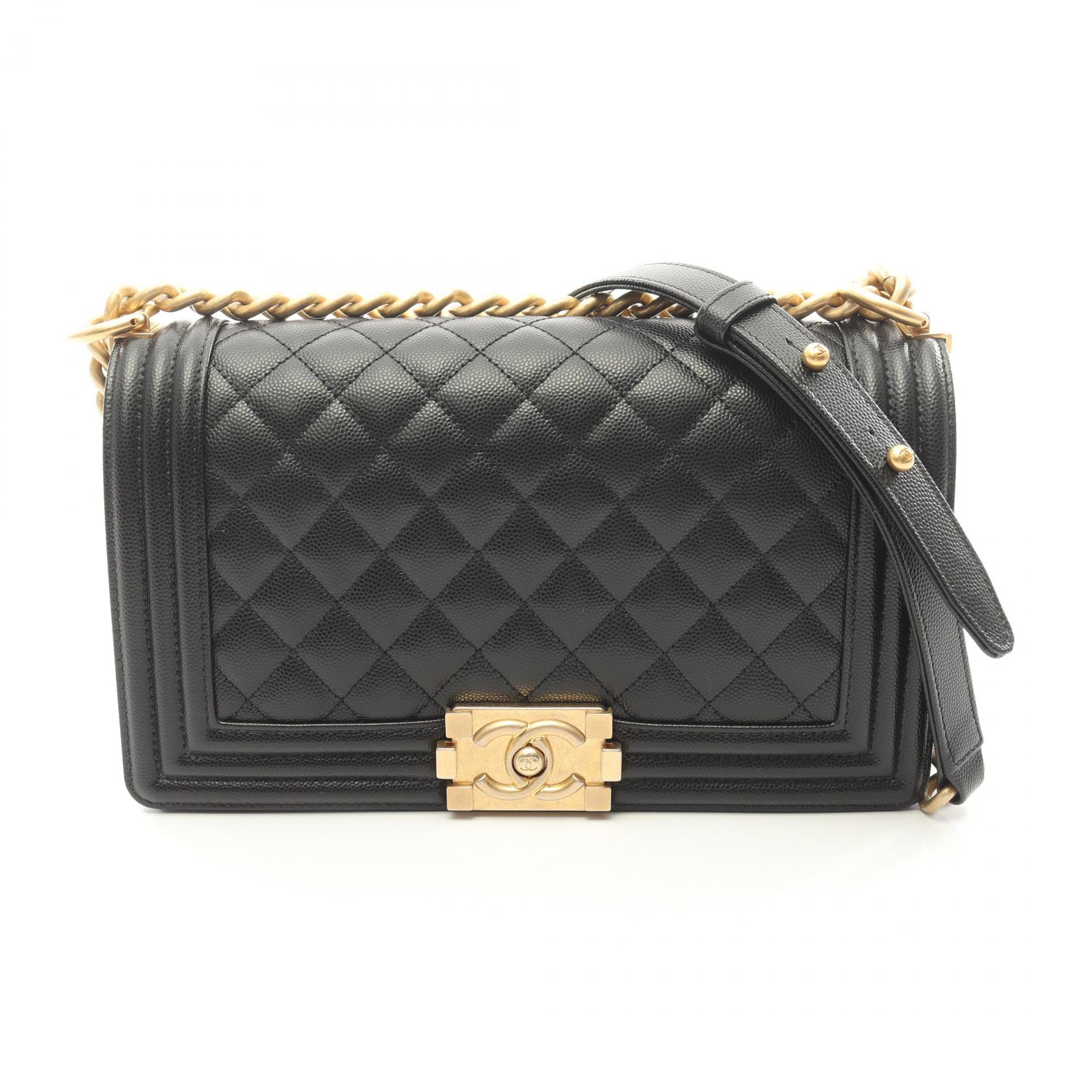 【15%OFFクーポン対象】シャネル CHANEL ボーイシャネル ショルダーバッグ バッグ レザー カーフ（牛革） レディース ブラック系 A67086 【中古】