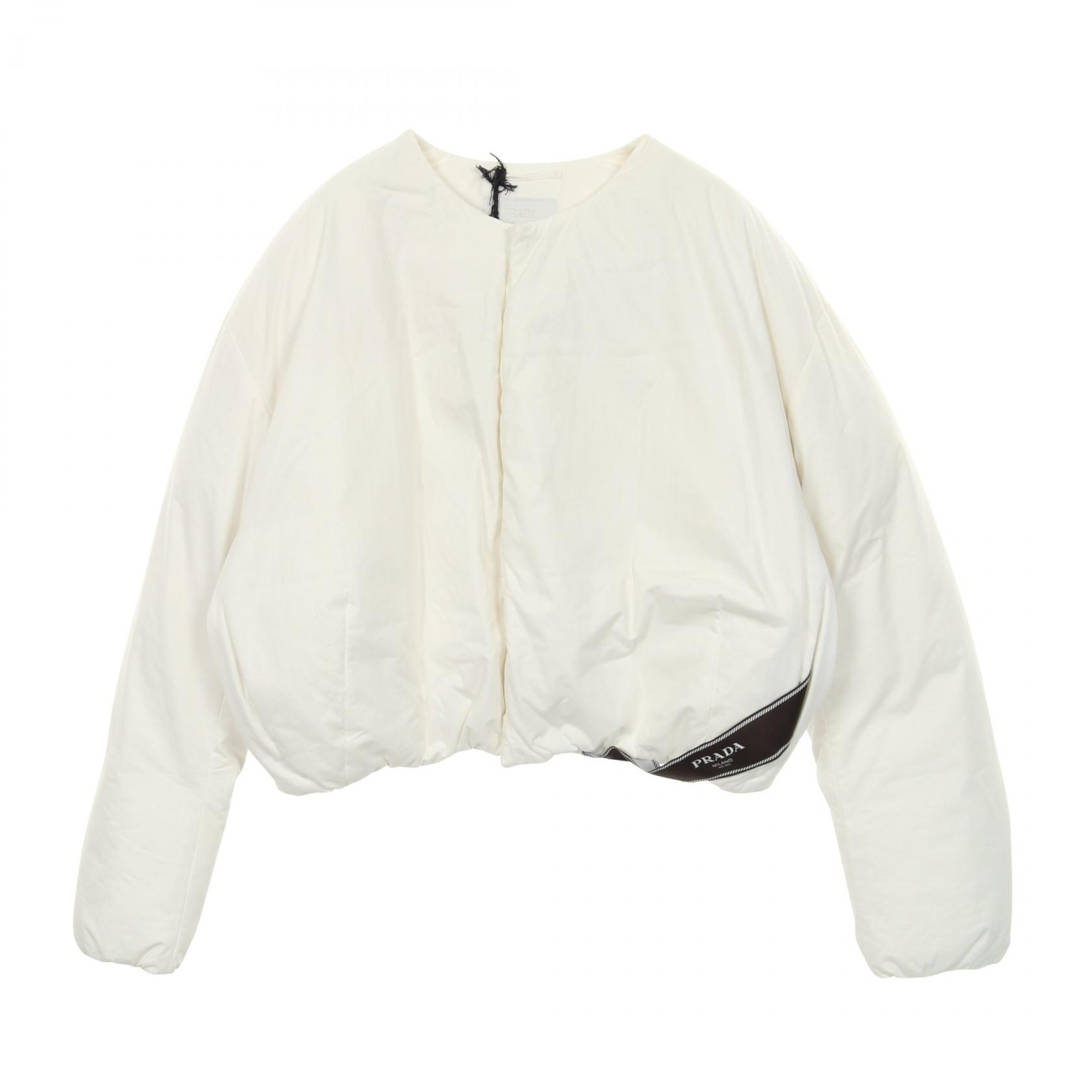 ≪20%OFFクーポン 7/19 20時～7/26 9:59≫プラダ PRADA ダウンジャケット 衣料品 アウター コットン メンズ ホワイト系 【中古】｜Mike Museum