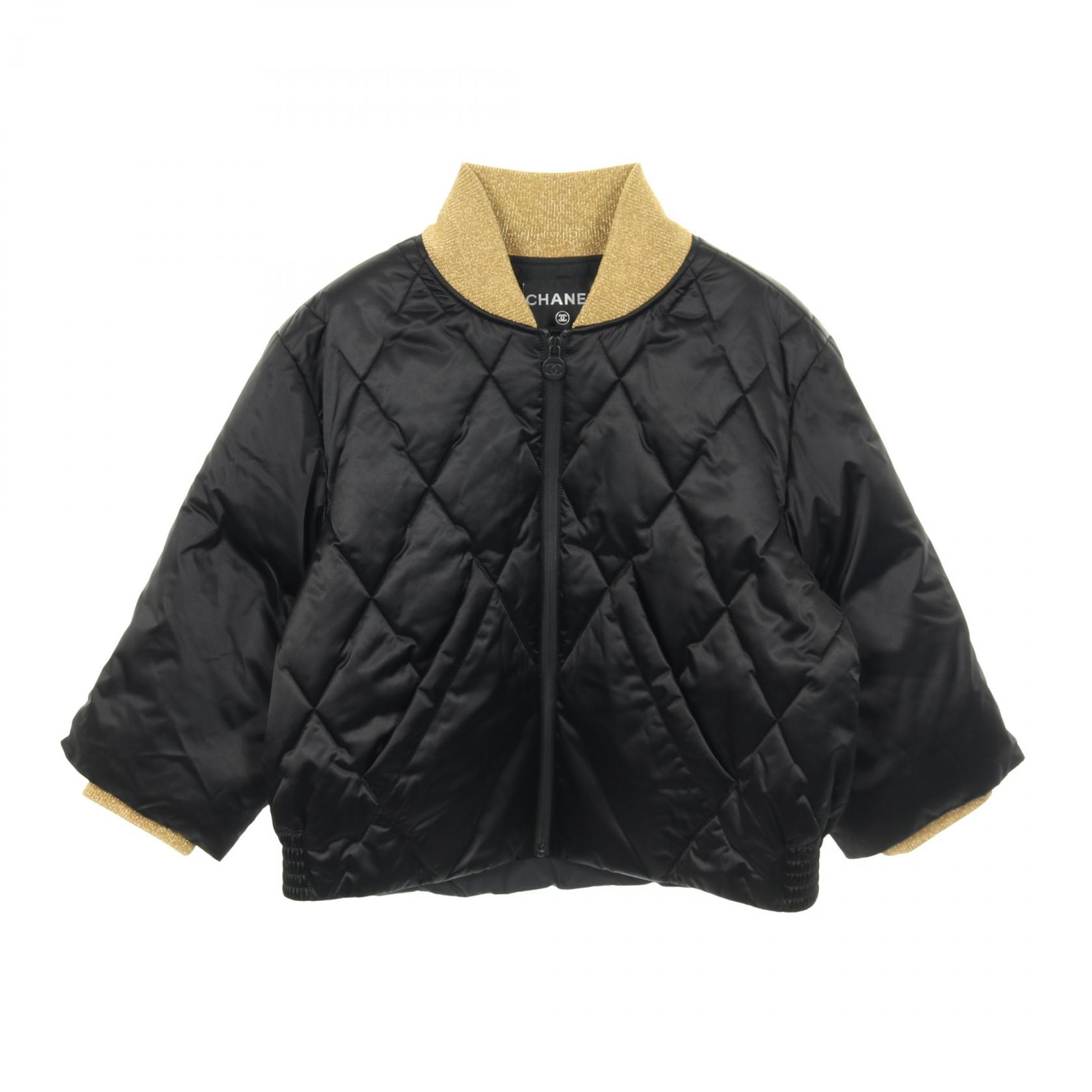 【SALE／10%OFFクーポン】シャネル CHANEL キルティング ダウンジャケット 衣料品 アウター ナイロン レディース ブラック系 / ゴールド系 P57120V43068 【中古】