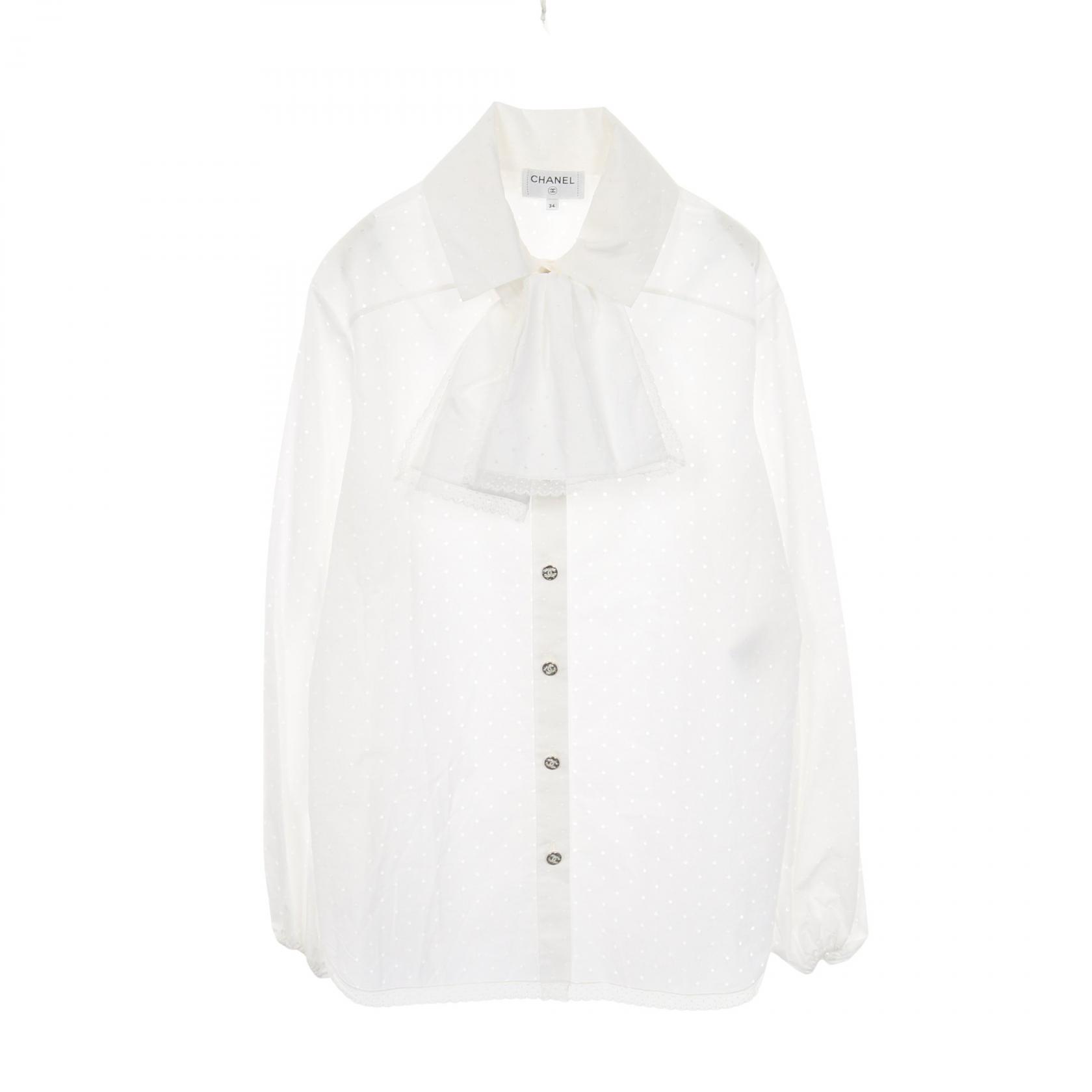 楽天市場】シャネル CHANEL ロゴボタン ボウタイ 長袖シャツ フリル袖