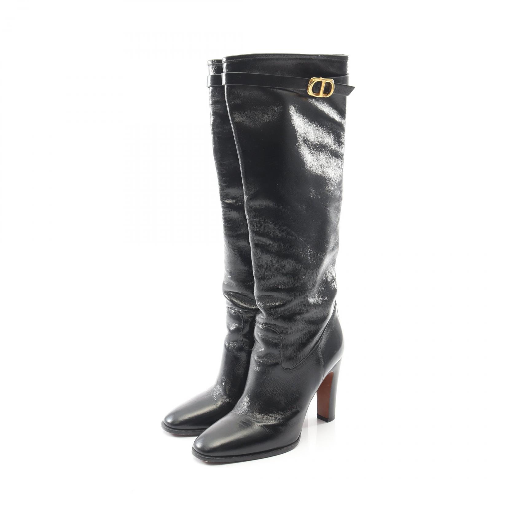 【20%OFFクーポン対象】クリスチャンディオール Christian Dior ブーツ 靴 レザー レディース ブラック系 【中古】