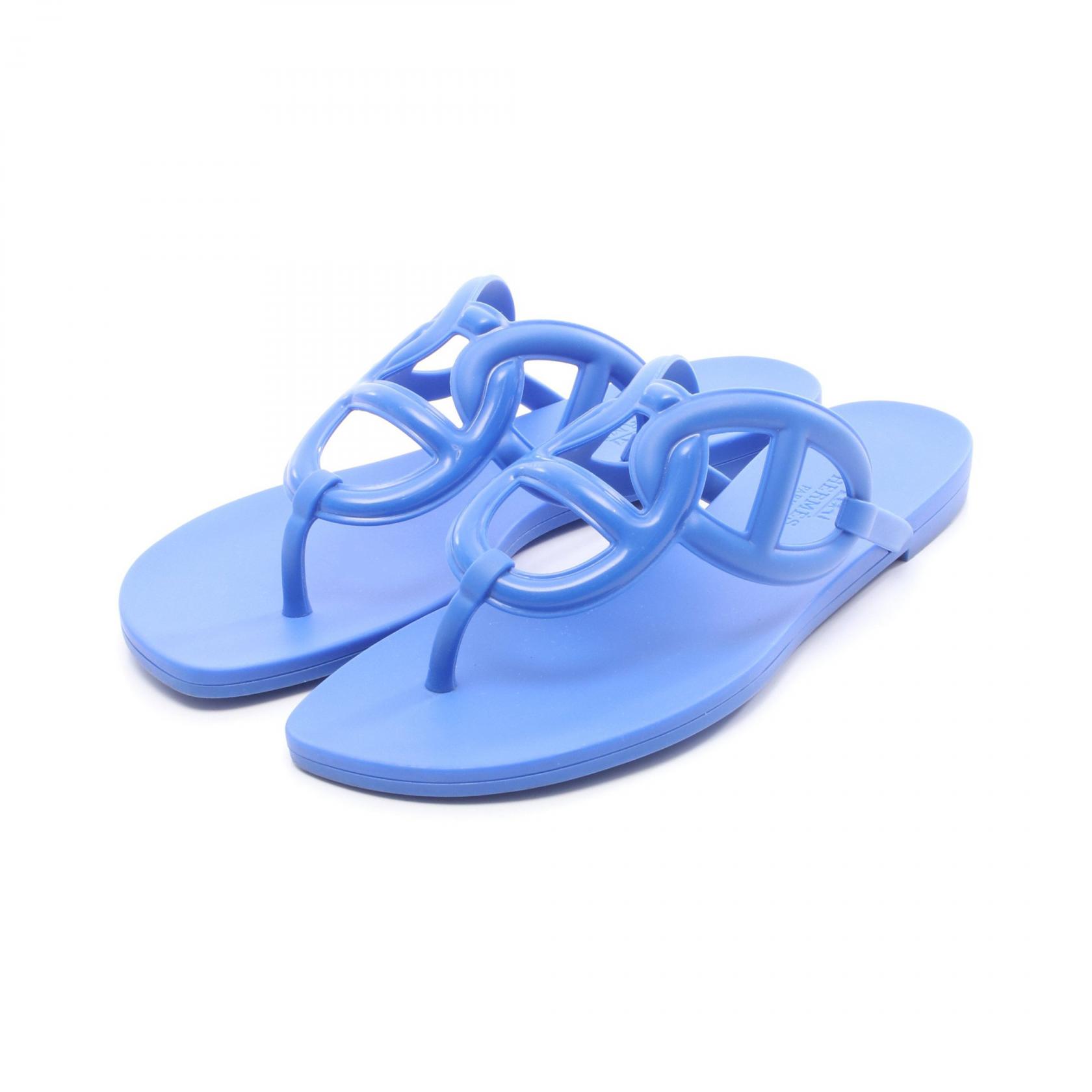 【20%OFFクーポン対象】エルメス HERMES エジェリ シェーヌダンクル サンダル 靴 ラバー レディース ブルー系 【中古】