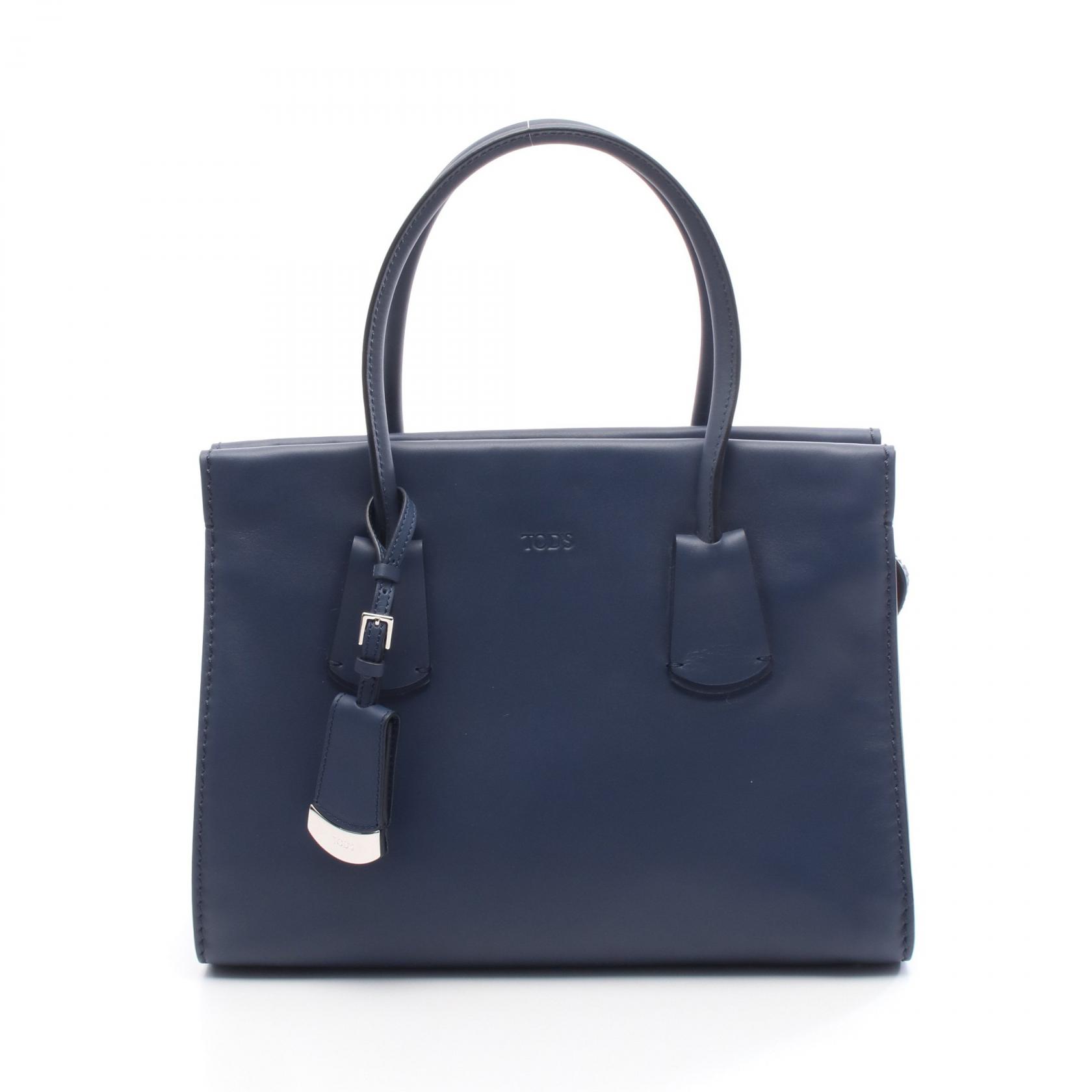 【ポイント5倍／～4/10(金)23:59】トッズ TOD'S NOTE ノート ショッピング スモール トートバッグ バッグ レザー レディース ネイビー系 【中古】