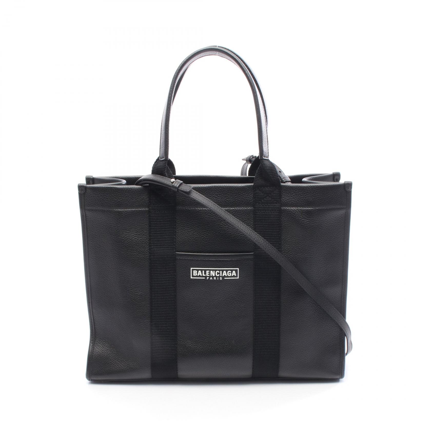 【ポイント5倍／～4/10(金)23:59】バレンシアガ BALENCIAGA HARDWARE TOTE ハードウェア トートバッグ バッグ レザー レディース ブラック系 671400 【中古】