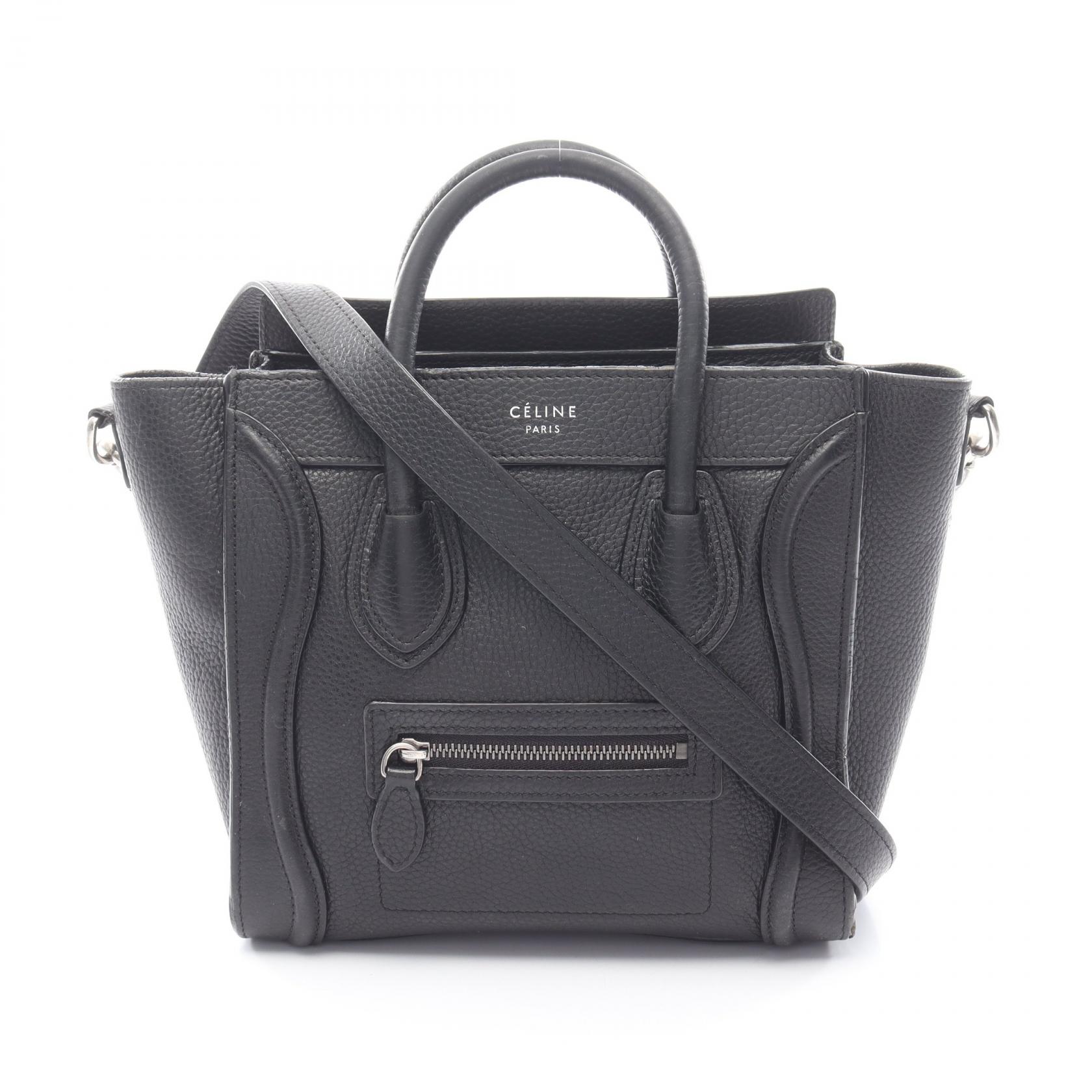 ≪20%OFFクーポン 7/19 20時~7/26 9:59≫セリーヌ CELINE ラゲージ ナノショッパー ハンドバッグ バッグ レザー レディース ブラック系 168243 【中古】|Mike Museum