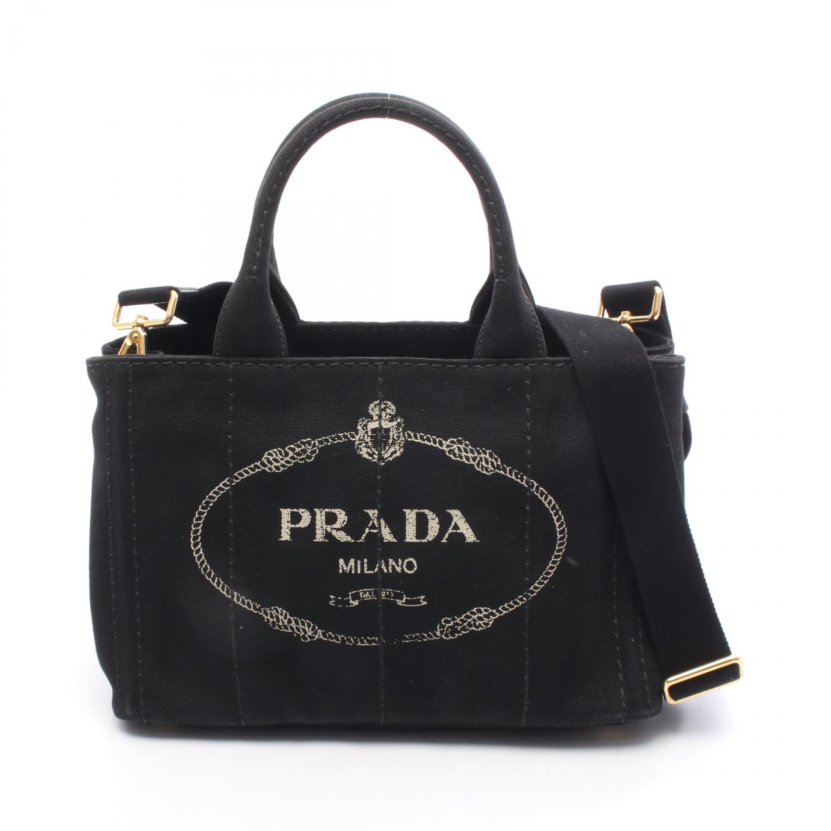 【PRADA】トートバッグ　ロゴジャガード　三角ロゴプレート　キャンバス PRADA】トートバッグロゴジャガード三角ロゴプレートキャンバス.