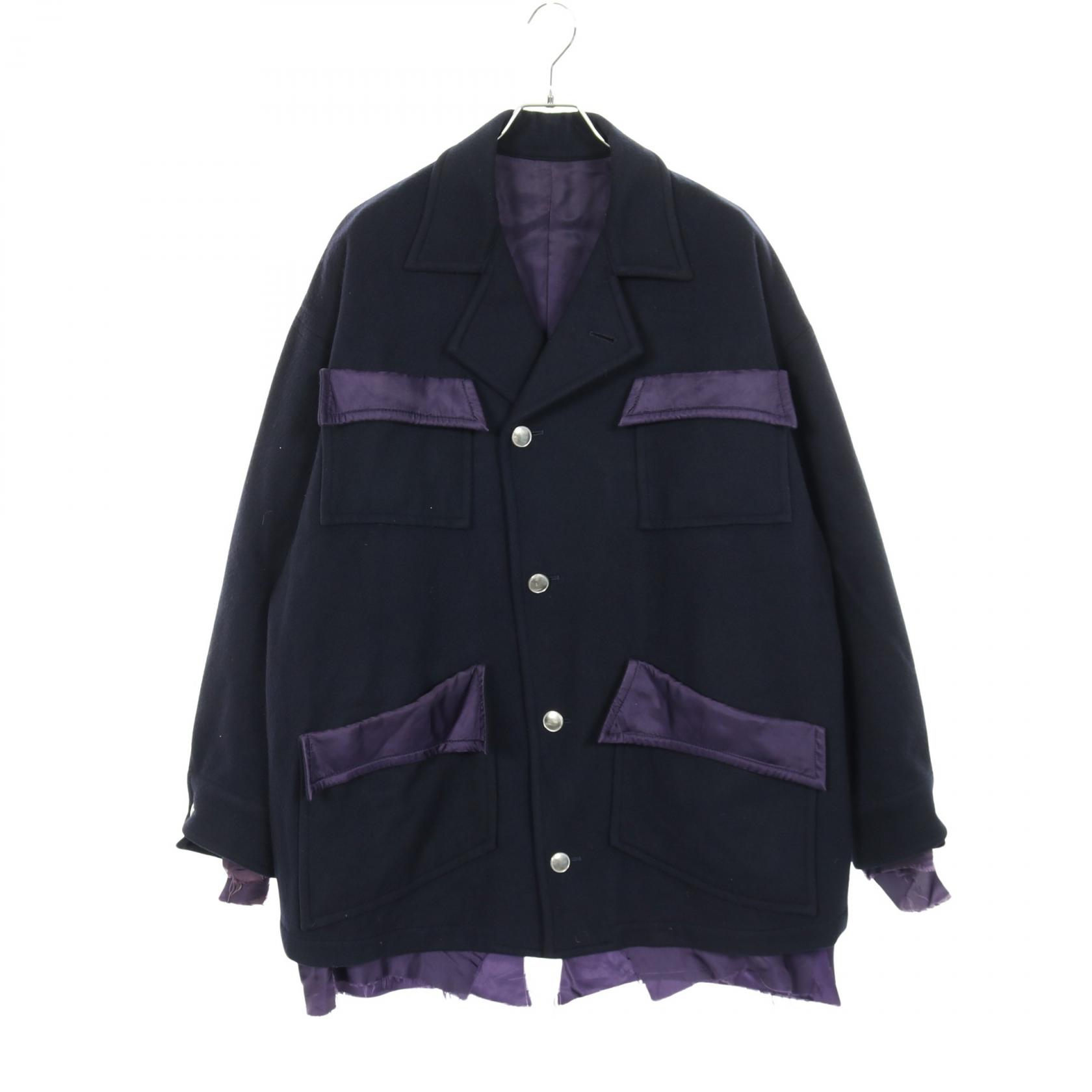 【30%OFFクーポン対象】サルバム sulvam マルチポケット オーバーブルゾン 衣料品 アウター ウール メンズ ネイビー系 / パープル系 【中古】