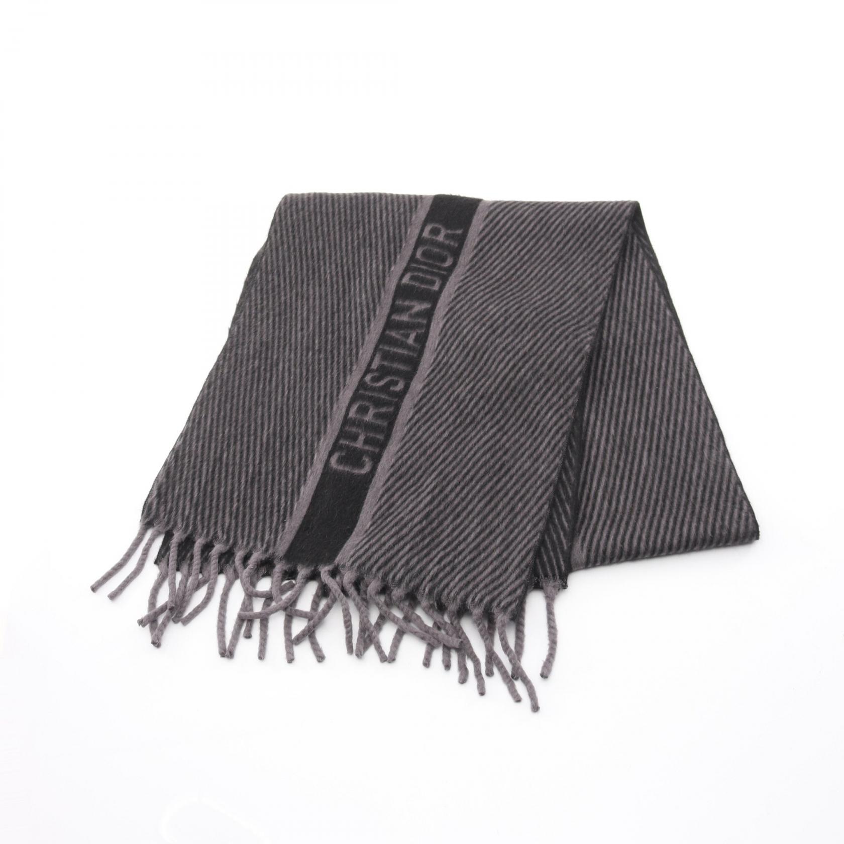 ディオール ロゴ ストール グレー 新品未使用】Dior ディオール マフラー ストール グレー カシミヤ