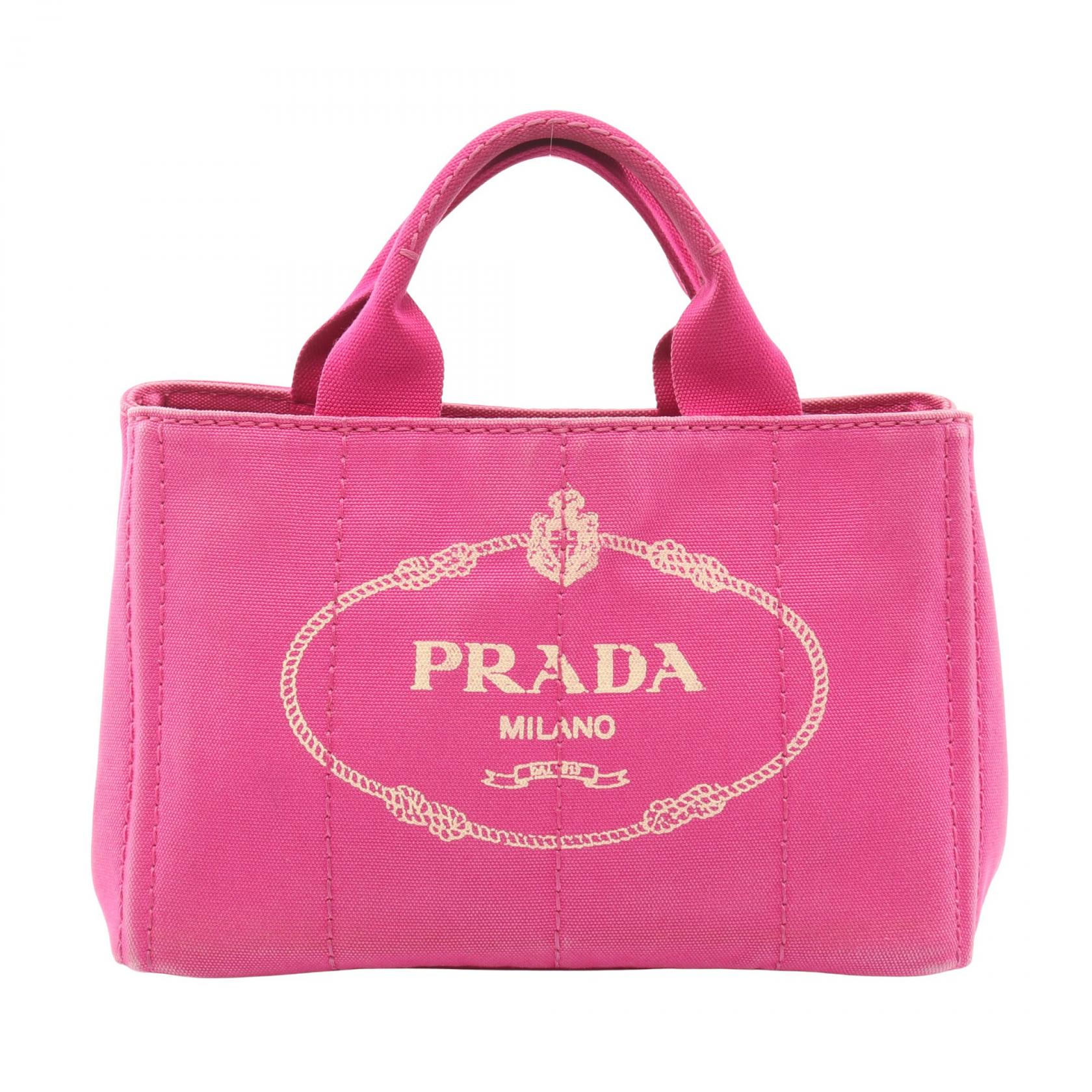 【20%OFFクーポン対象】プラダ PRADA CANAPA カナパ トートバッグ バッグ キャンバス レディース ピンク系 【中古】