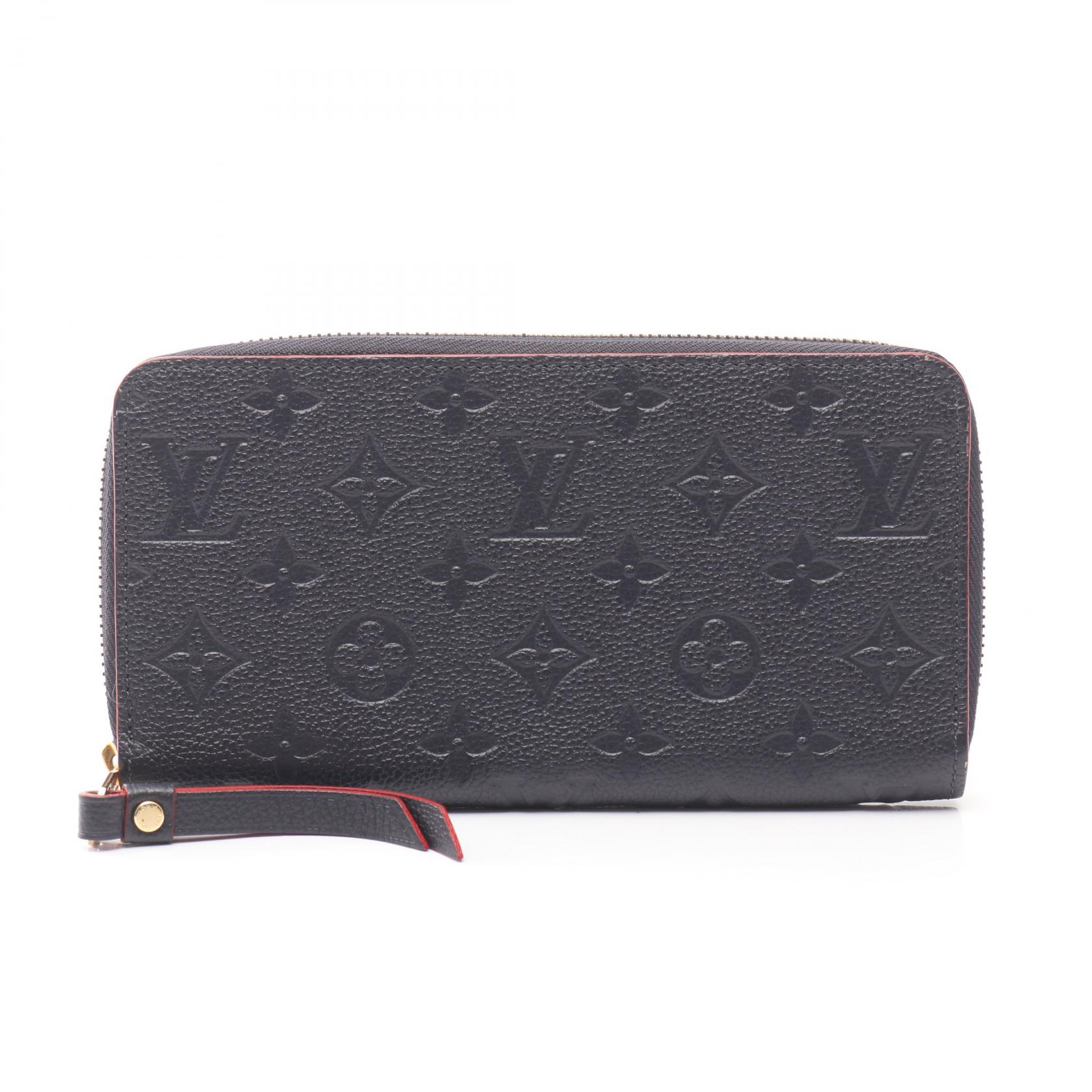 《全品5%クーポン×P5倍》ルイ・ヴィトン LOUIS VUITTON ジッピー ウォレット ラウンド長財布 財布 レザー モノグラム・アンプラント レディース ネイビー系 / レッド系 M62121 【中古】