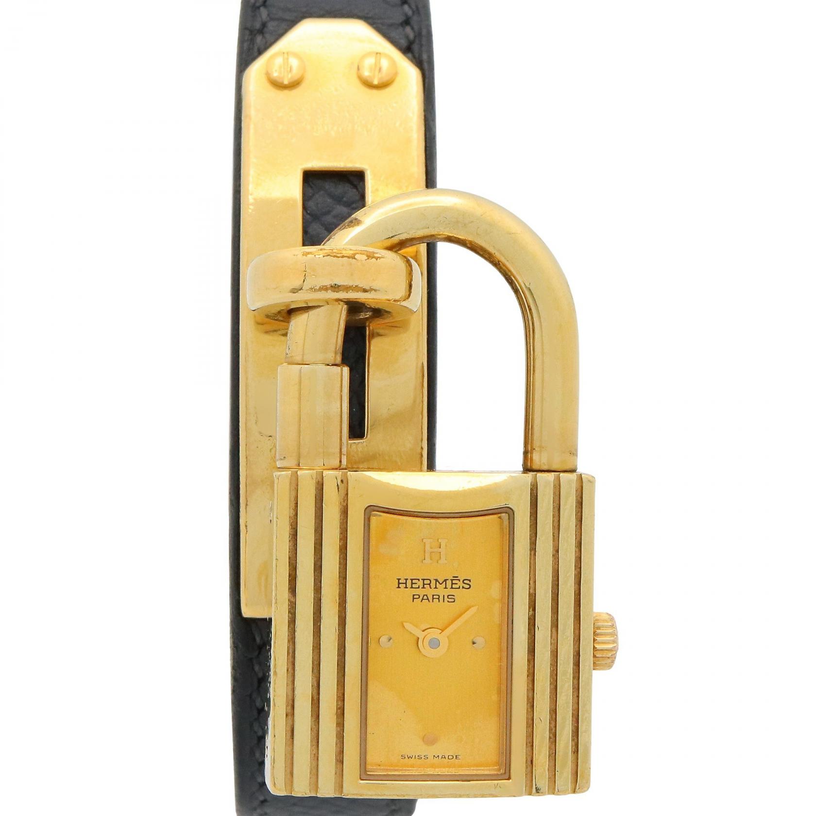 エルメス HERMES ケリーウォッチ 腕時計 時計 GP（ゴールドメッキ） レザーベルト レディース ゴールド系 KE1.201 【中古】