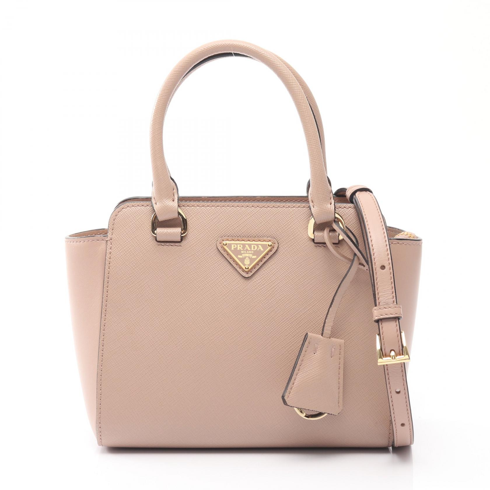 【15%OFFクーポン対象】プラダ PRADA SAFFIANO ＋ SOFT C ハンドバッグ バッグ サフィアーノレザー レディース ベージュ系 【中古】