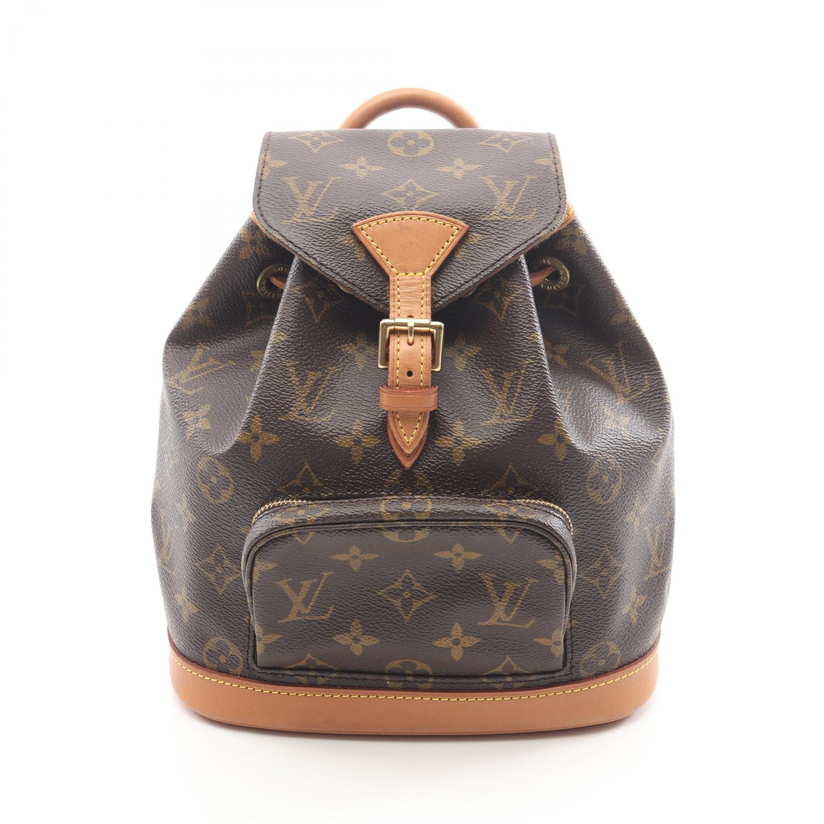 【SALE／1万円OFFクーポン】ルイ・ヴィトン LOUIS VUITTON ミニモンスリ リュックサック バックパック バッグ PVCコーティングキャンバス レザー モノグラム レディース ブラウン系 M51137 【中古】