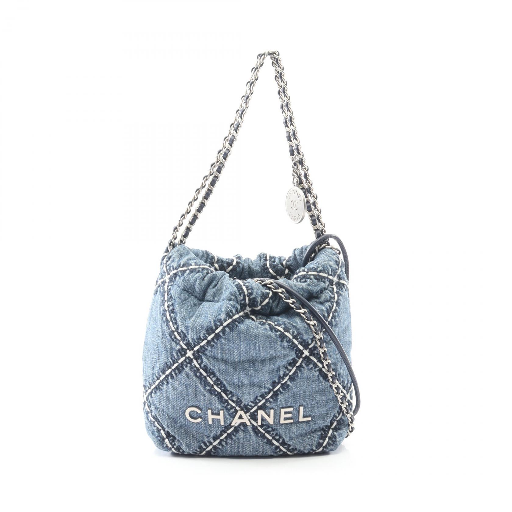 シャネル CHANEL CHANEL 22 ミニ ショルダーバッグ バッグ デニム レザー レディース ブルー系 AS3980 【中古】