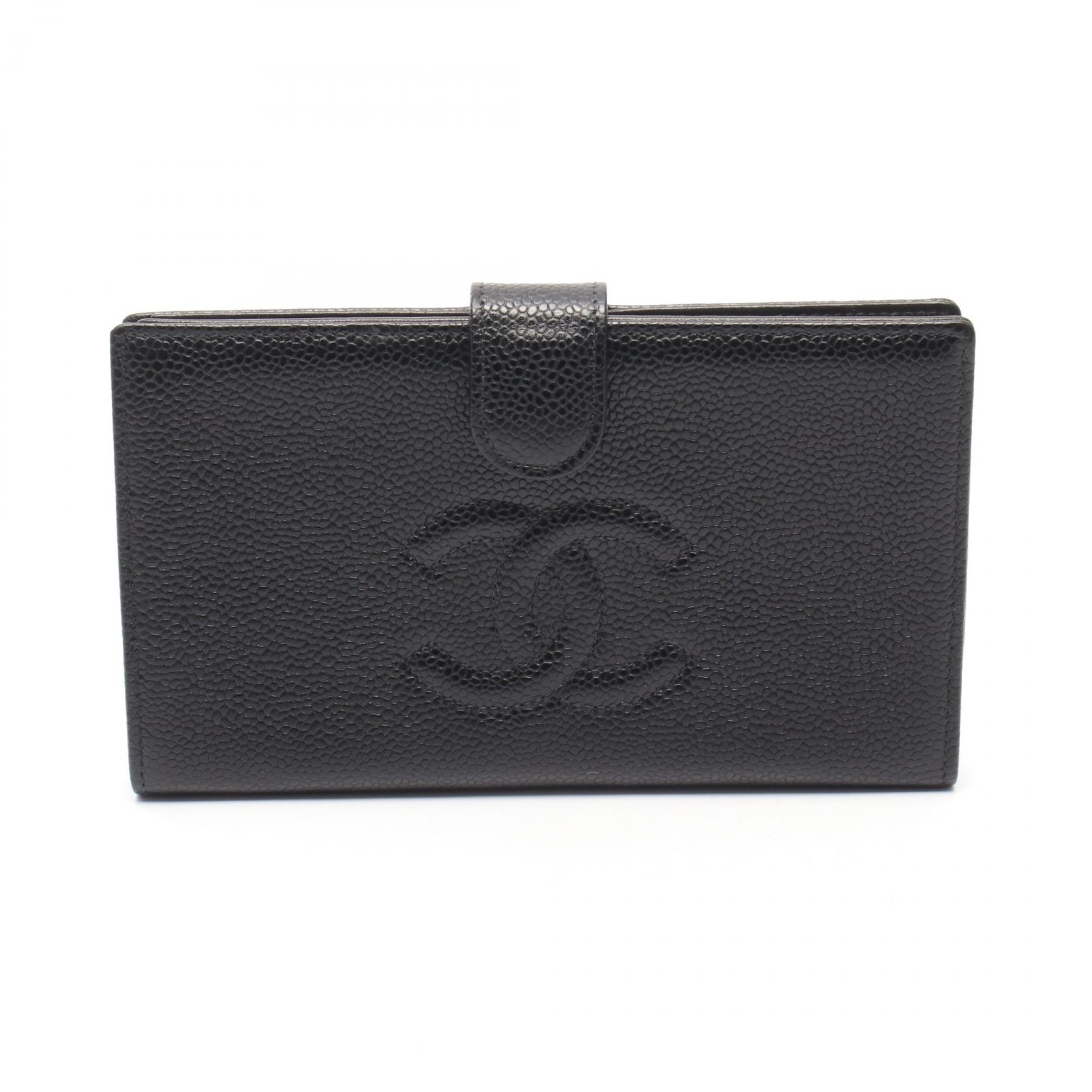 シャネル CHANEL ココマーク 二つ折り長財布 財布 キャビアスキン(グレインドカーフ) レディース ブラック系 A13498 【中古】｜Mike Museum