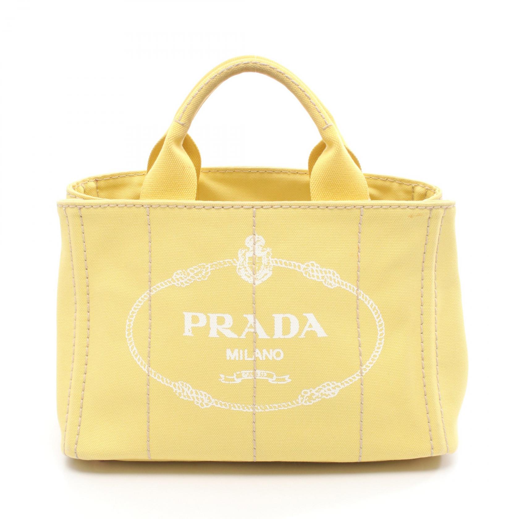 【15%OFFクーポン対象】プラダ PRADA CANAPA カナパ ミニ トートバッグ バッグ キャンバス レディース イエロー系 BN2439 【中古】