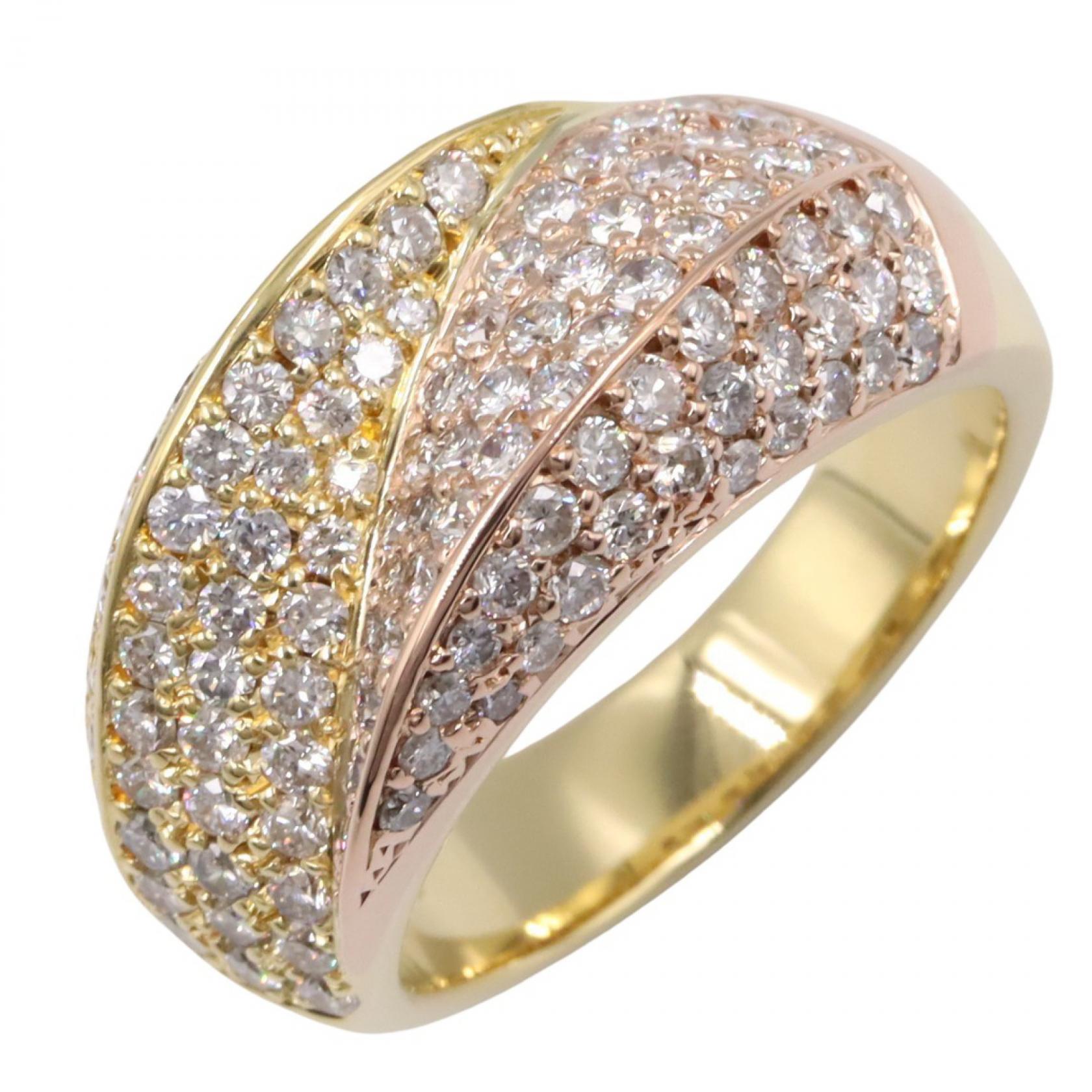 《全品5%クーポン×P5倍》ジュエリー JEWELRY ダイヤモンド リング リング・指輪 ジュエリー K18（イエローゴールド） K18PG（ピンクゴールド） ダイヤモンド レディース ゴールド系 / クリア系 ﾀﾞｲﾔ 13.3g 【中古】