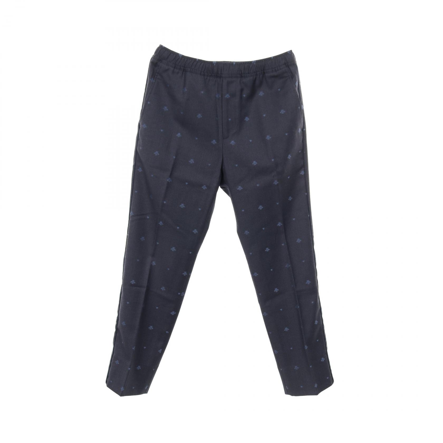 【20%OFFクーポン対象】グッチ GUCCI BEE刺繍 パンツ 衣料品 ボトムス ウール コットン レディース ネイビー系 552576 【中古】