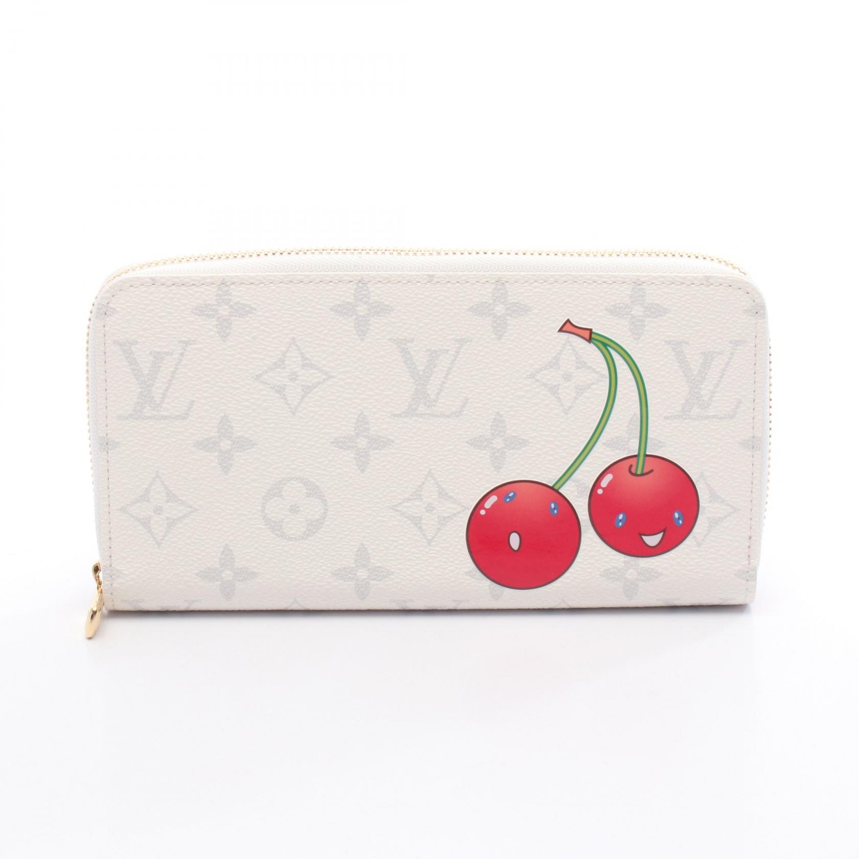 ルイ・ヴィトン LOUIS VUITTON LV × TM ジッピーウォレット ラウンド長財布 財布 PVCコーティングキャンバス モノグラム・チェリー レディース ホワイト系 M14240 【中古】