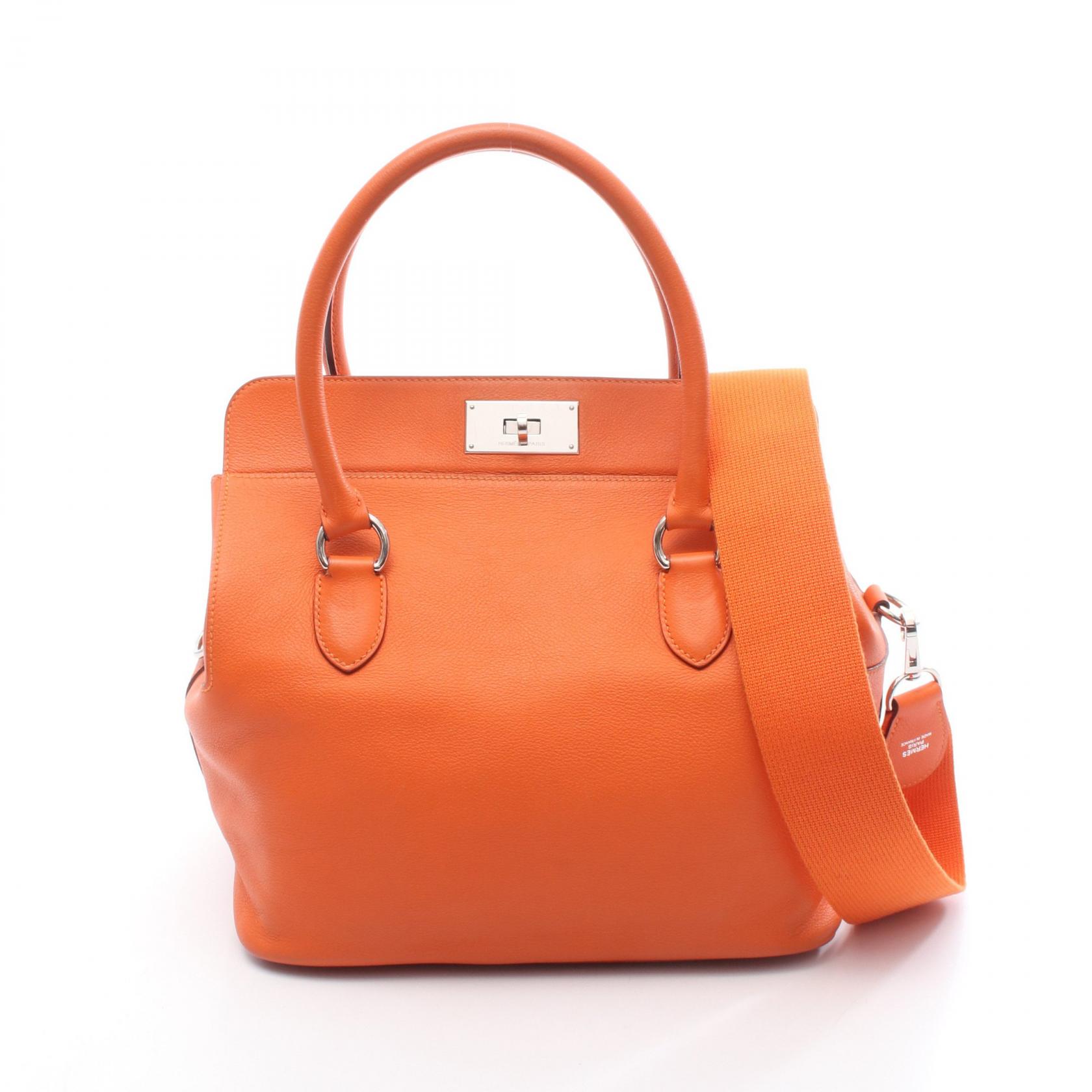 【15%OFFクーポン対象】エルメス HERMES ツールボックス26 ハンドバッグ バッグ レザー エバーカラー エバーカラー レディース オレンジ系 【中古】