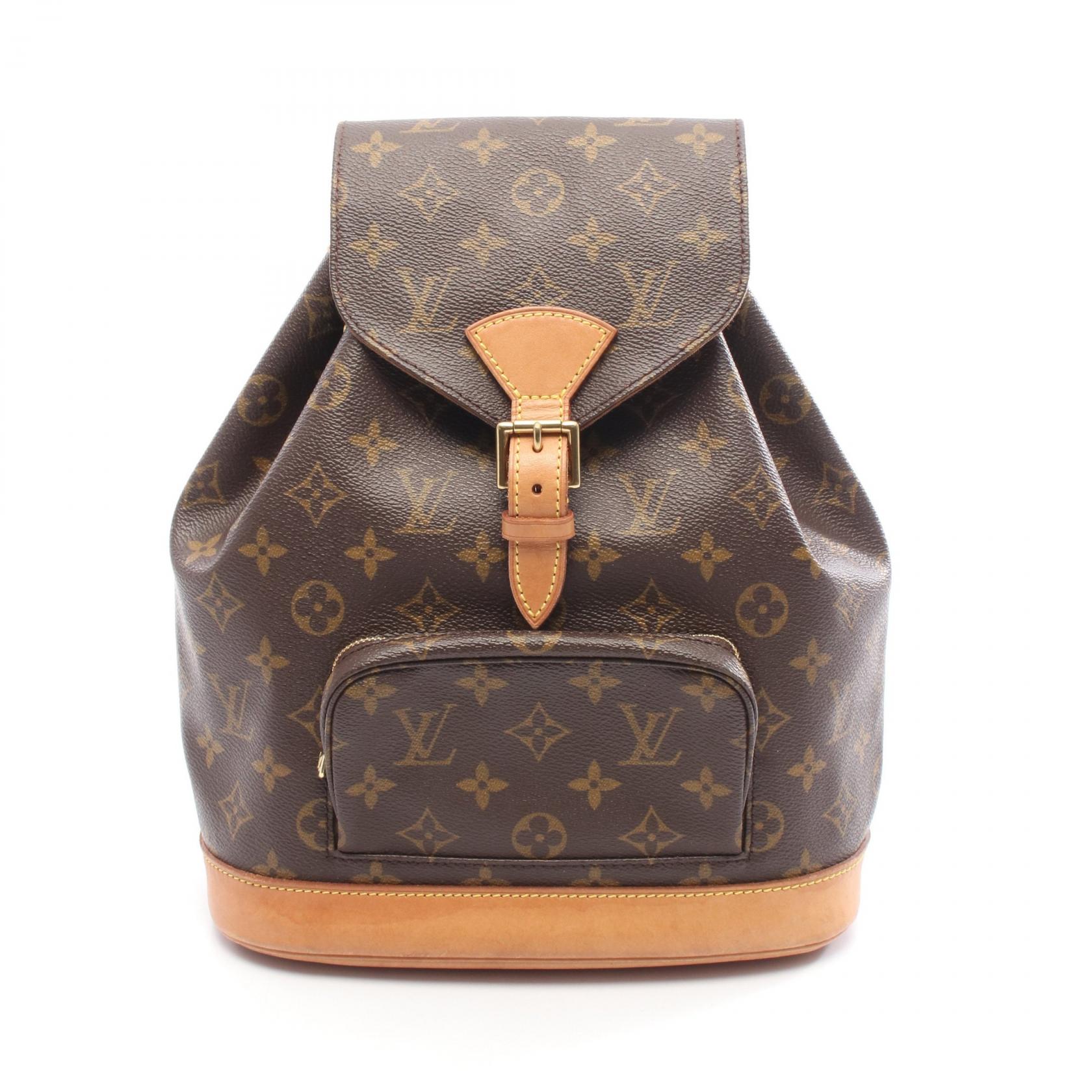 【SALE／1万円OFFクーポン】ルイ・ヴィトン LOUIS VUITTON モンスリMM リュックサック バックパック バッグ PVCコーティングキャンバス レザー モノグラム レディース ブラウン系 M51136 【中古】