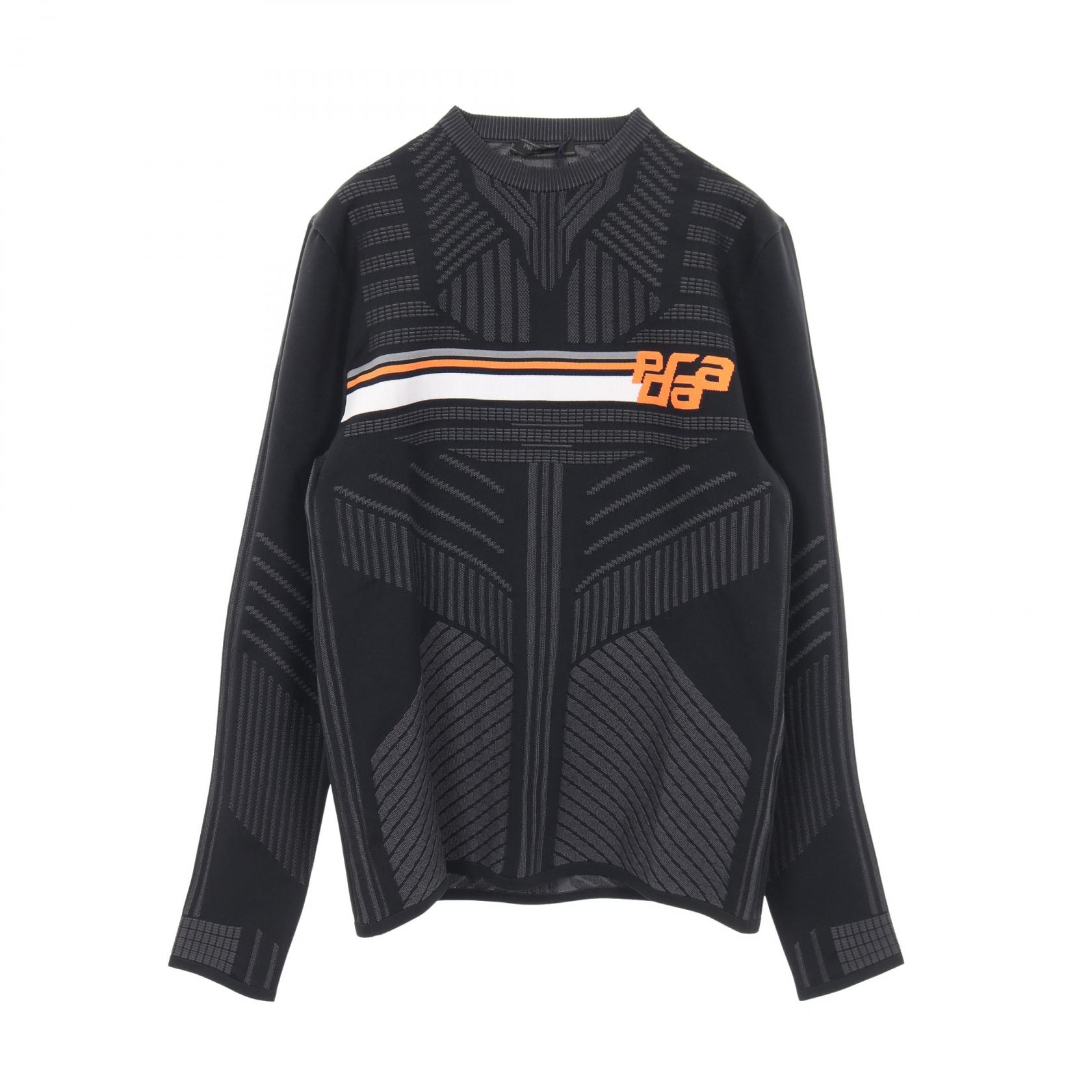 《全品5%クーポン×P5倍》プラダ PRADA テクニカルニット スウェット 衣料品 トップス ポリエステル メンズ ブラック系 / オレンジ系 UMA876 【中古】