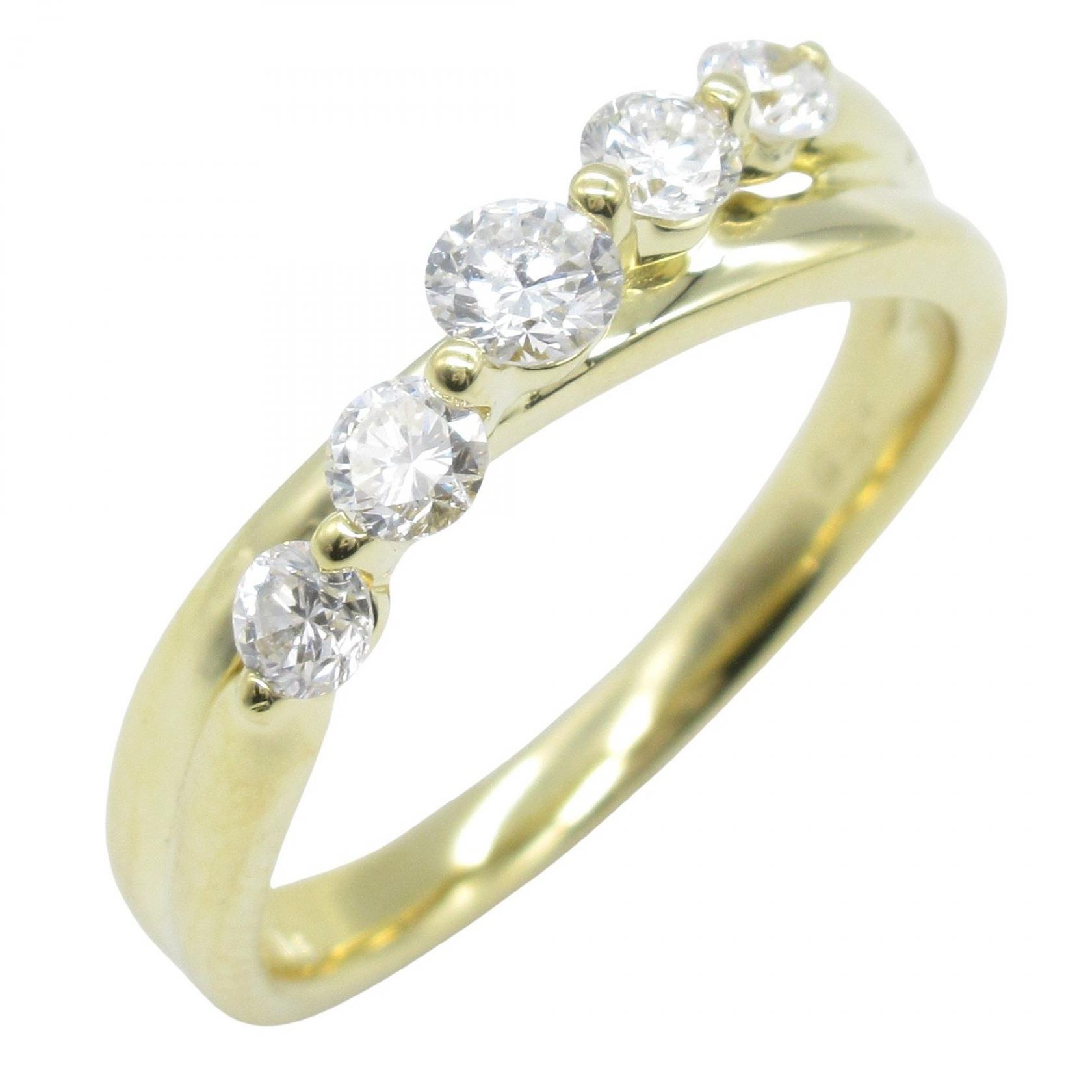 【ポイント5倍／～4/10(金)23:59】ジュエリー JEWELRY ダイヤモンド リング リング・指輪 ジュエリー K18（イエローゴールド） ダイヤモンド レディース ゴールド系 / クリア系 ﾀﾞｲﾔ 4.2g 【中古】