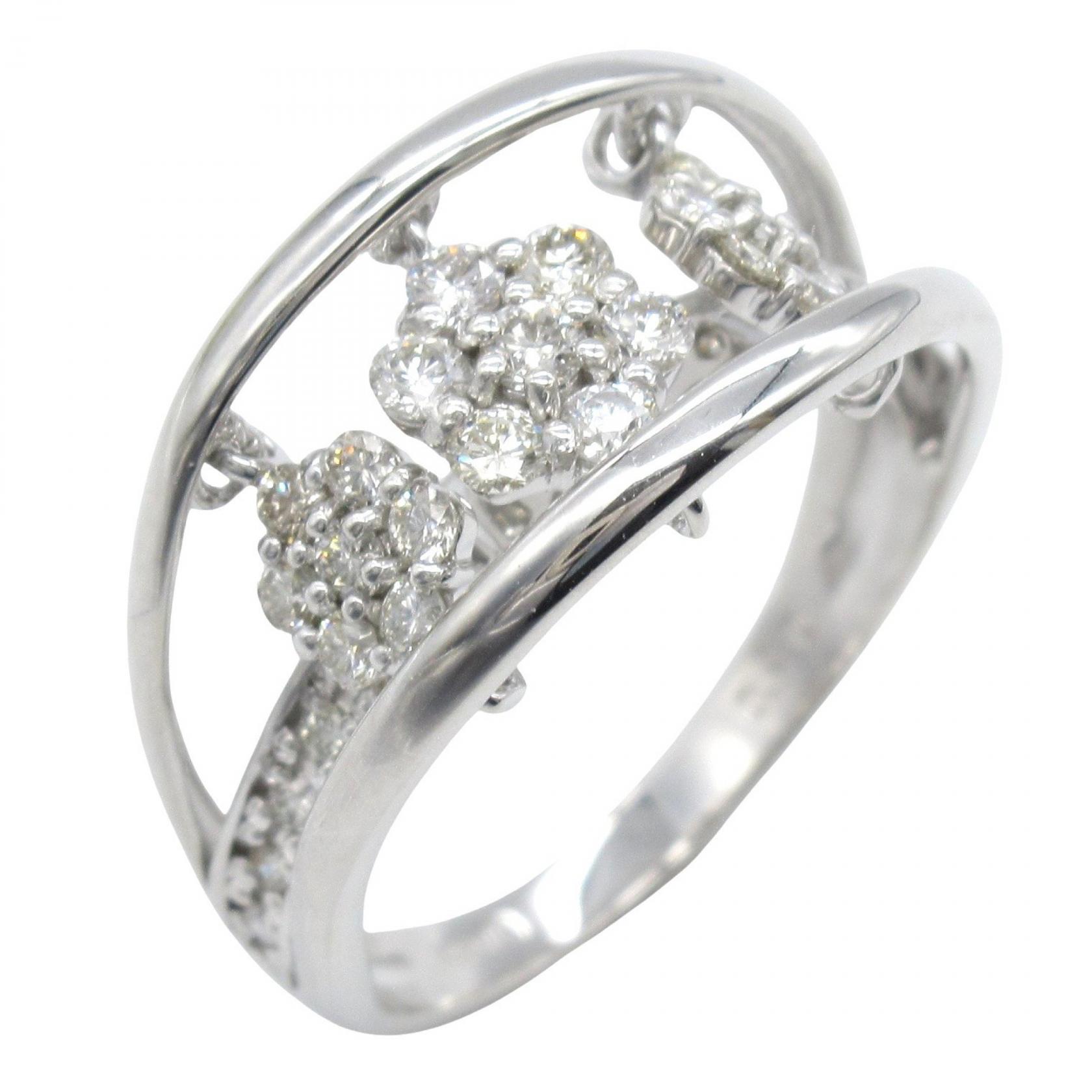 【ポイント5倍／～4/10(金)23:59】ジュエリー JEWELRY ダイヤモンド リング リング・指輪 ジュエリー K18WG（ホワイトゴールド） ダイヤモンド レディース シルバー系 / クリア系 ﾀﾞｲﾔ 4.4g 【中古】