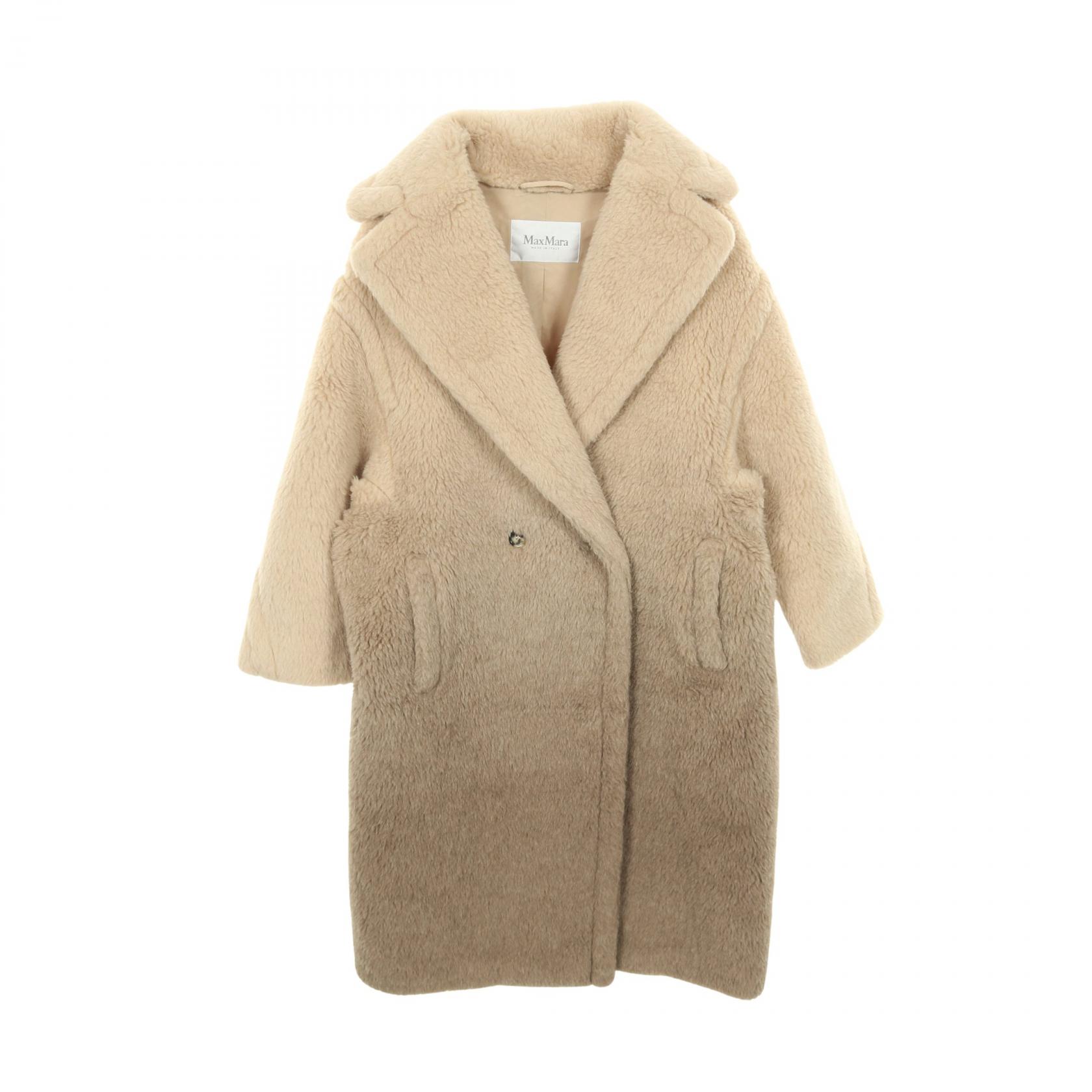 ≪20%OFFクーポン 7/19 20時~7/26 9:59≫マックスマーラ MAX MARA GATTO テディベア コート 衣料品 アウター ウール アルパカ レディース ベージュ系 / グレー系 【中古】|Mike Museum