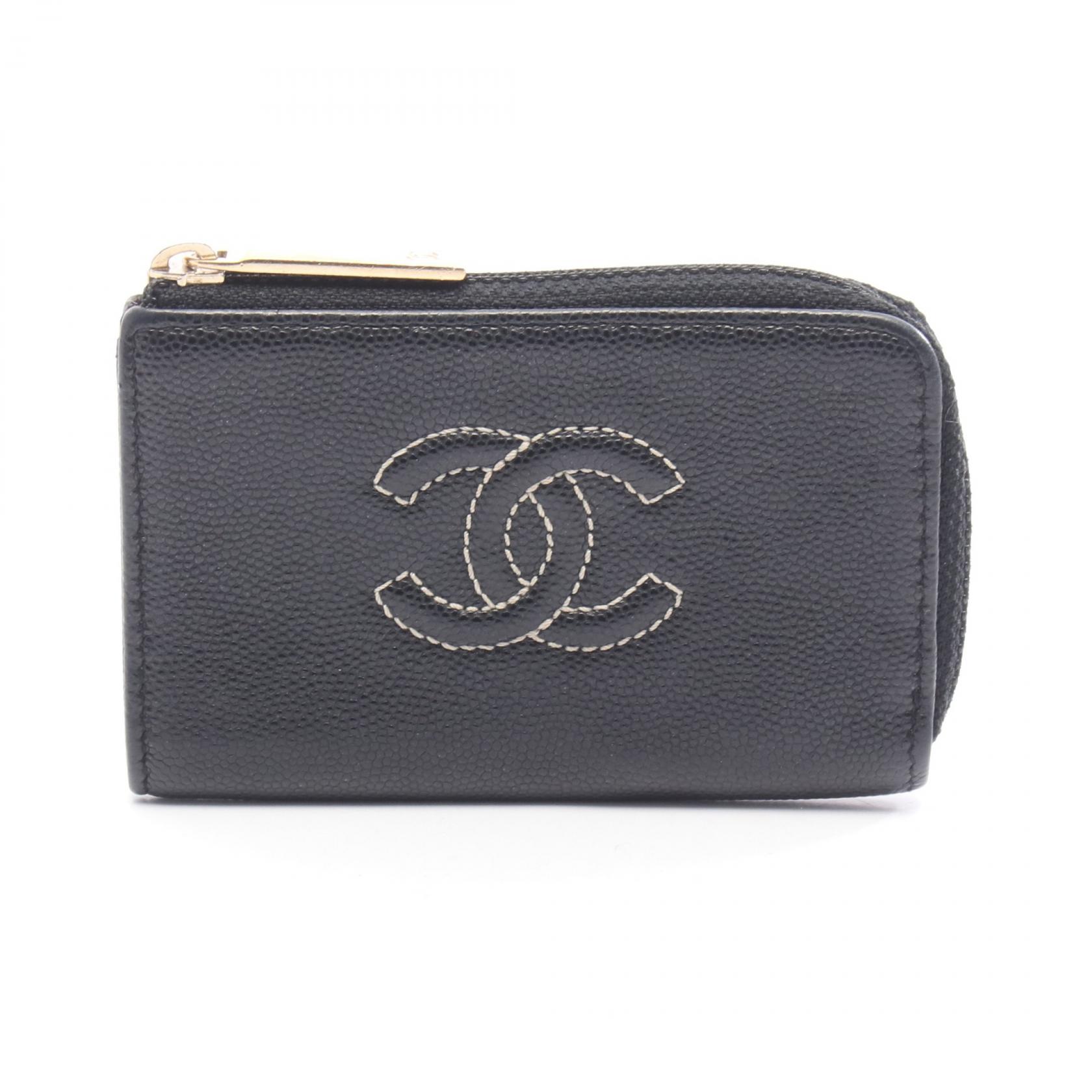 【15%OFFクーポン対象】シャネル CHANEL ココマーク コインケース 財布 キャビアスキン(グレインドカーフ) レディース ブラック系 【中古】