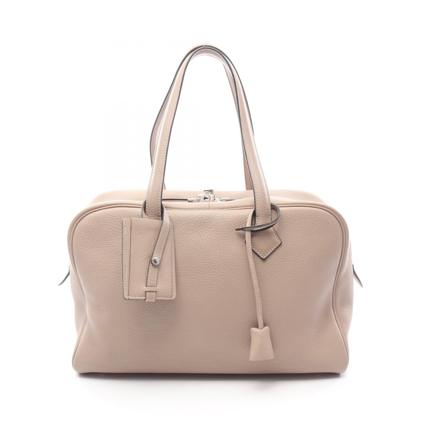 《全品5%クーポン×P5倍》エルメス HERMES ヴィクトリア35 ハンドバッグ バッグ レザー トリヨンクレマンス トリヨンクレマンス レディース ベージュ系 【中古】 220,500円