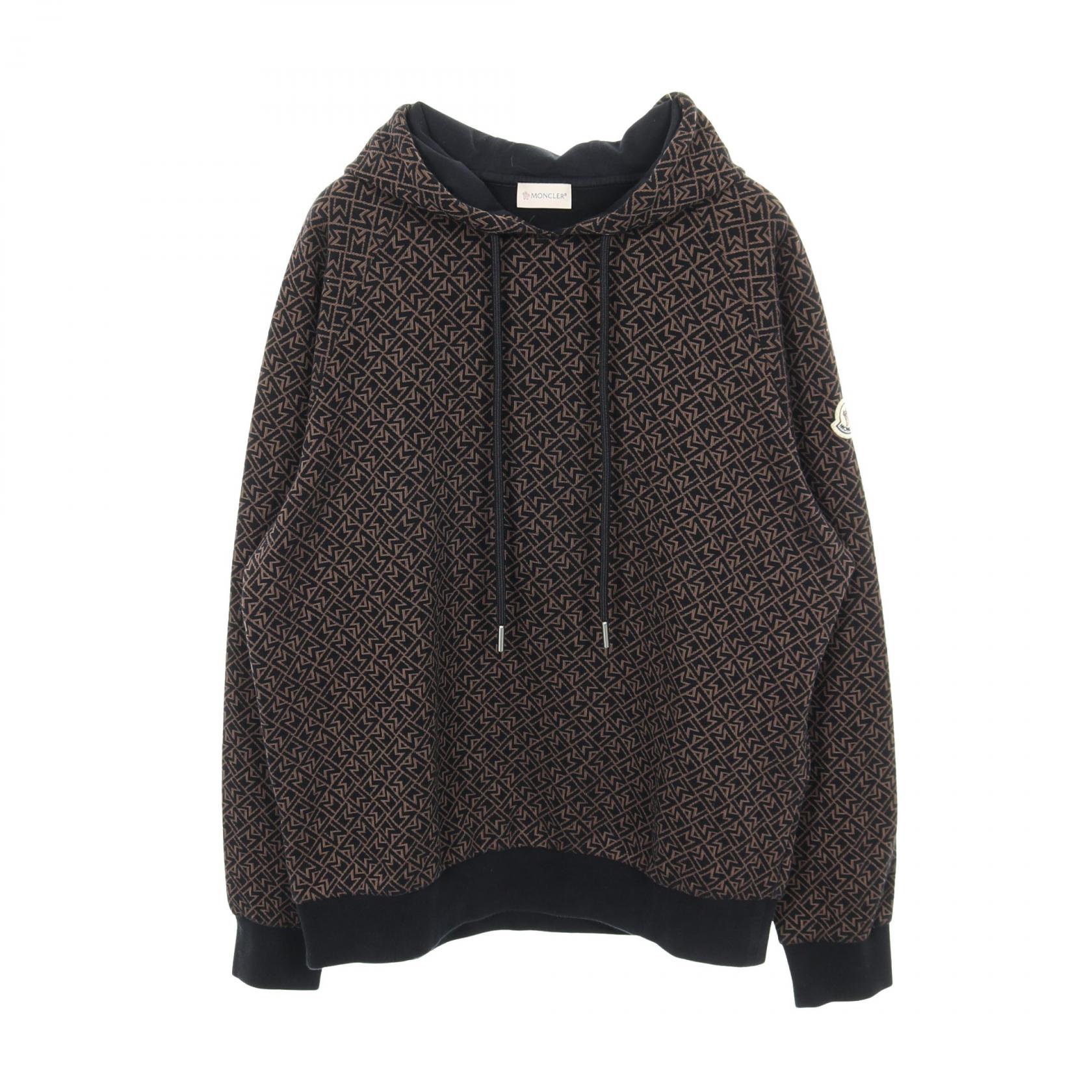 ≪20%OFFクーポン 7/19 20時~7/26 9:59≫モンクレール MONCLER ロゴ総柄 パーカー 衣料品 トップス コットン ポリエステル メンズ ブラック系 / ブラウン系 【中古】|Mike Museum
