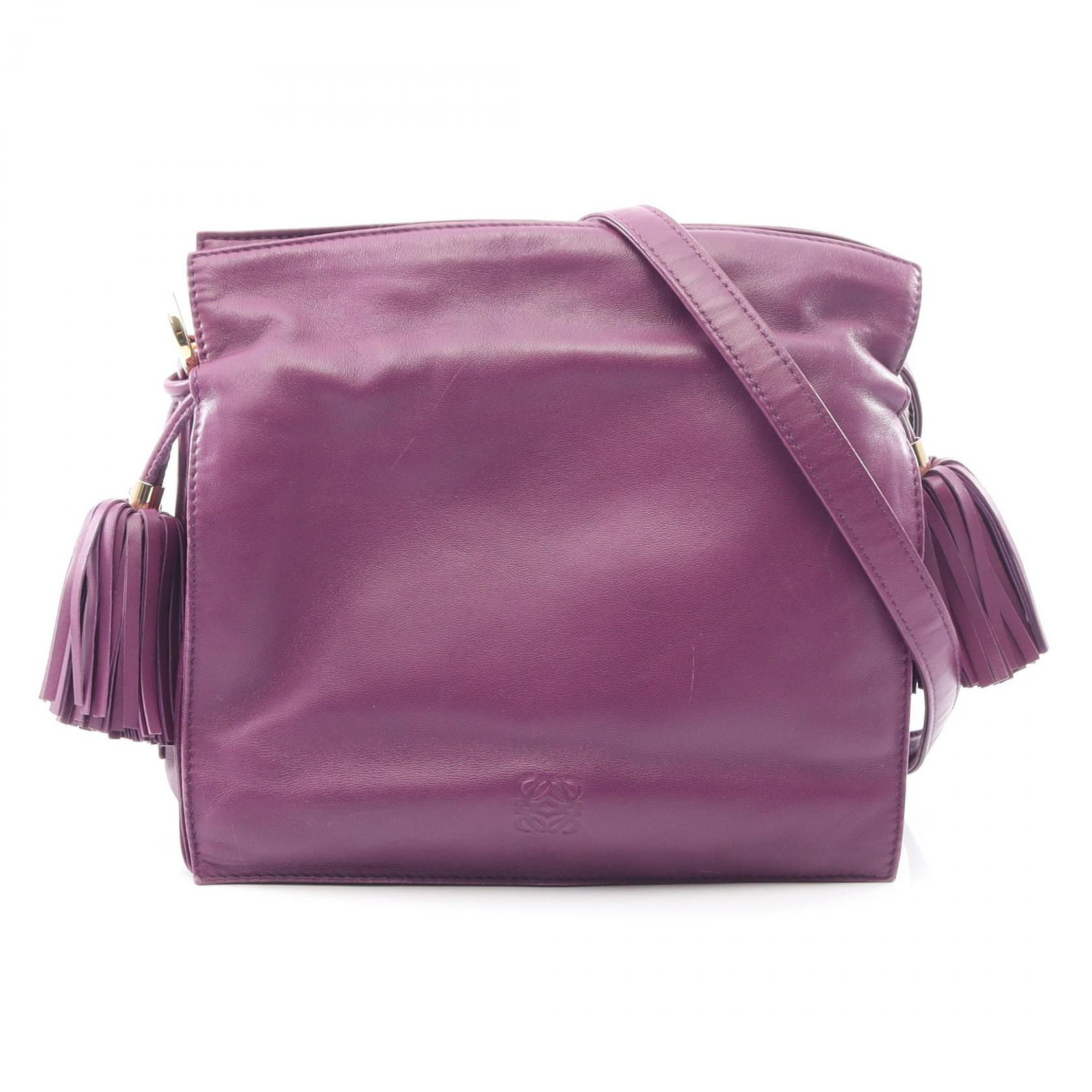 ≪15%OFFクーポン 7/19 20時～7/26 9:59≫ロエベ LOEWE フラメンコ22 ショルダーバッグ バッグ レザー レディース パープル系 【中古】｜Mike Museum
