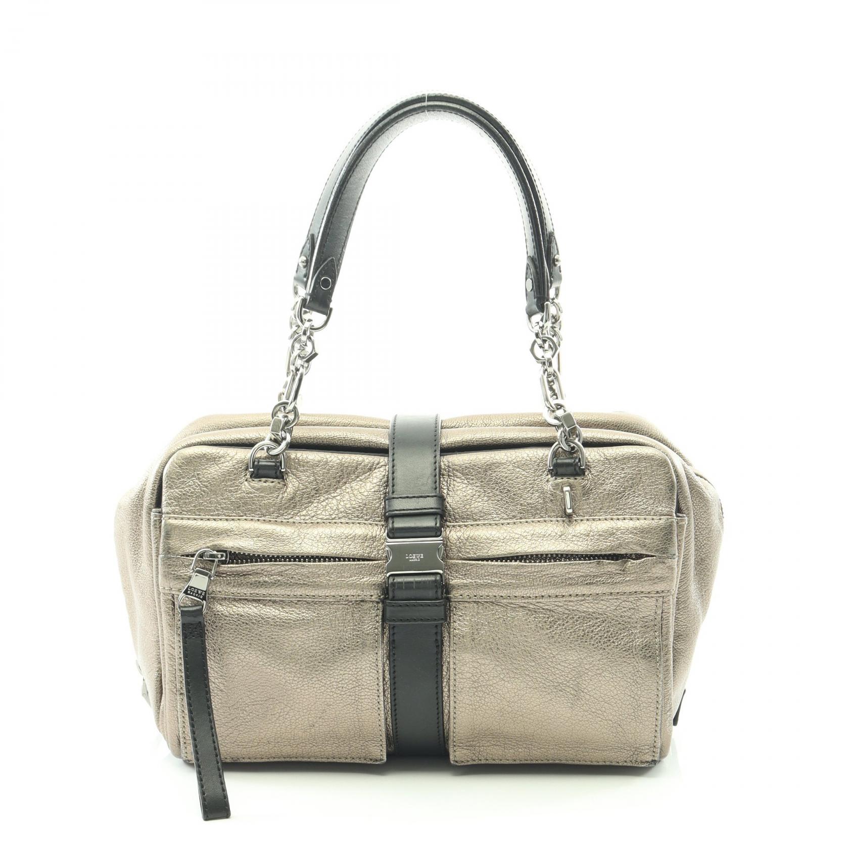 ≪15%OFFクーポン 7/19 20時~7/26 9:59≫ロエベ LOEWE ローラ26 ハンドバッグ バッグ レザー レディース ゴールド系 / ブラック系 【中古】|Mike Museum