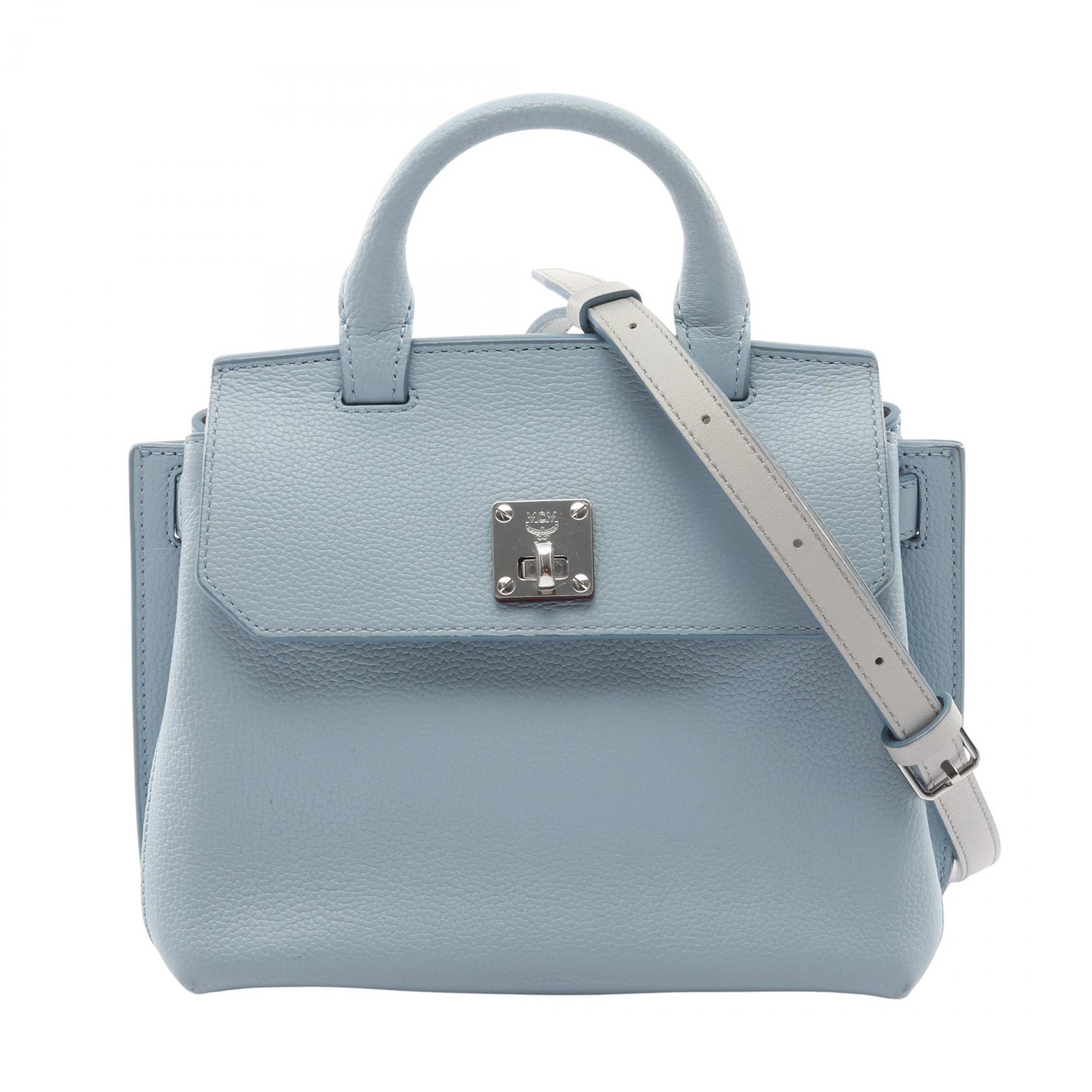 ≪15%OFFクーポン 7/19 20時～7/26 9:59≫エム・シー・エム MCM ハンドバッグ バッグ レザー レディース ブルー系 【中古】｜Mike Museum