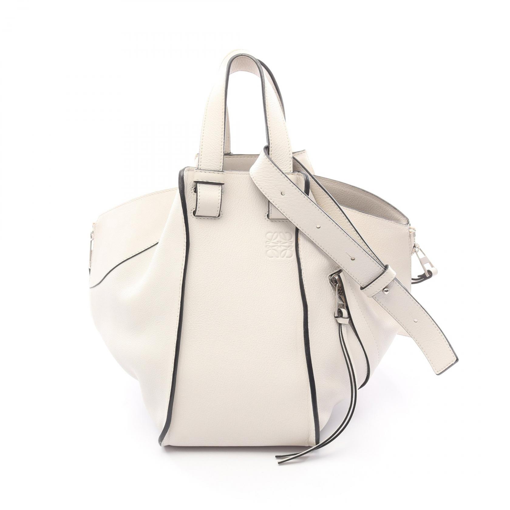 ロエベ LOEWE ハンモックバッグ スモール ハンドバッグ バッグ レザー レディース ホワイト系 38730N60 【中古】