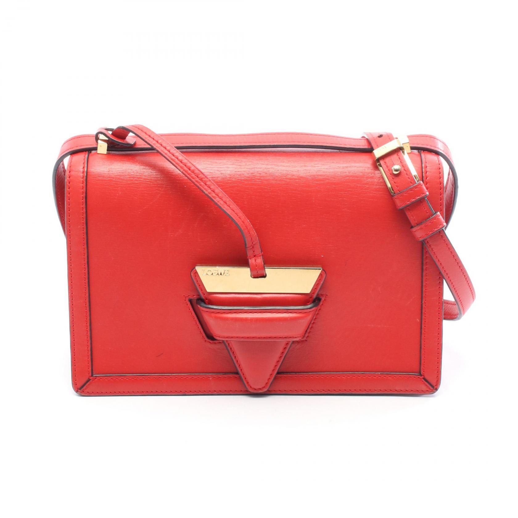 ≪15%OFFクーポン 7/19 20時~7/26 9:59≫ロエベ LOEWE バルセロナ ショルダーバッグ バッグ レザー レディース レッド系 【中古】|Mike Museum