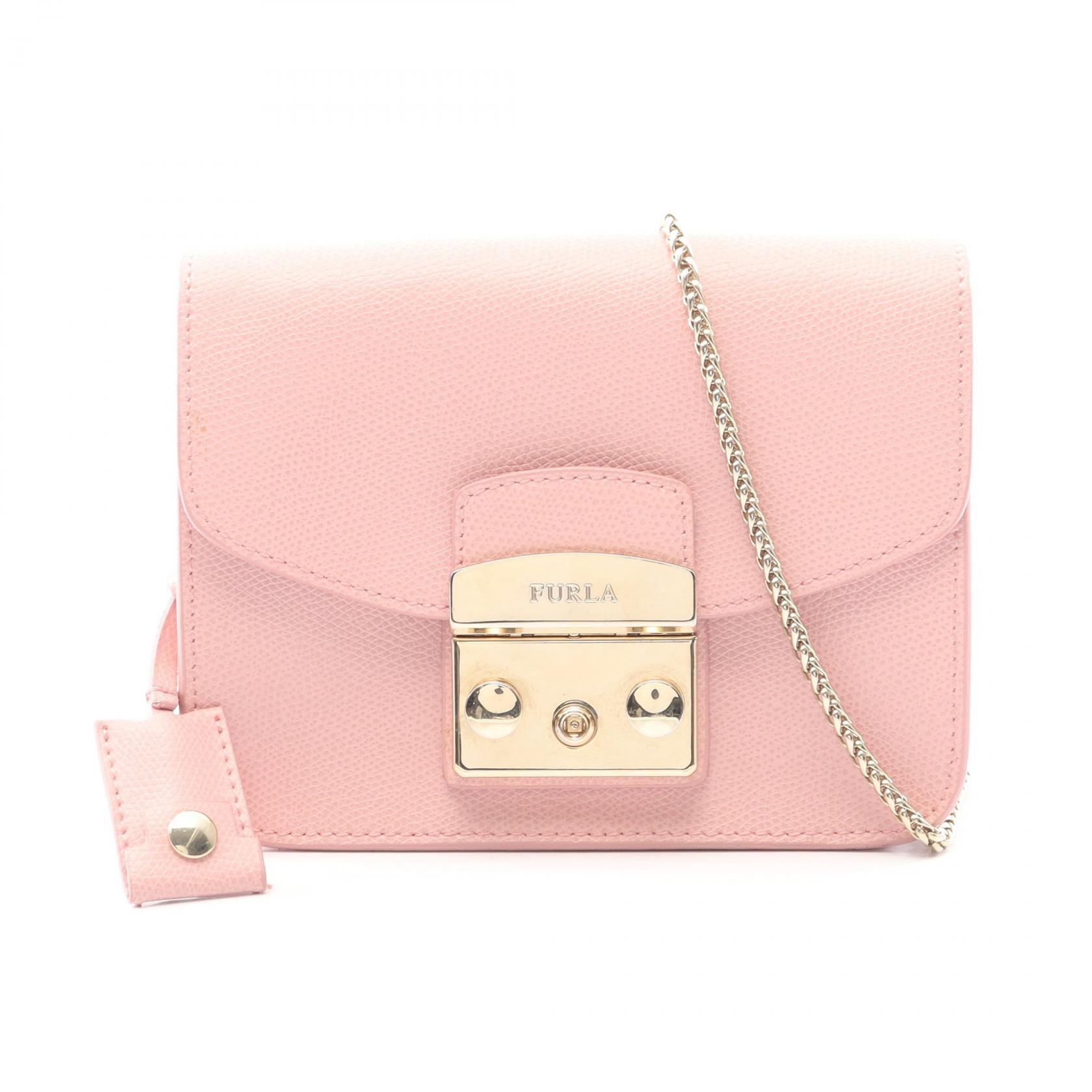 【20%OFFクーポン対象】フルラ Furla メトロポリス ミニ ショルダーバッグ バッグ レザー レディース ピンク系 【中古】