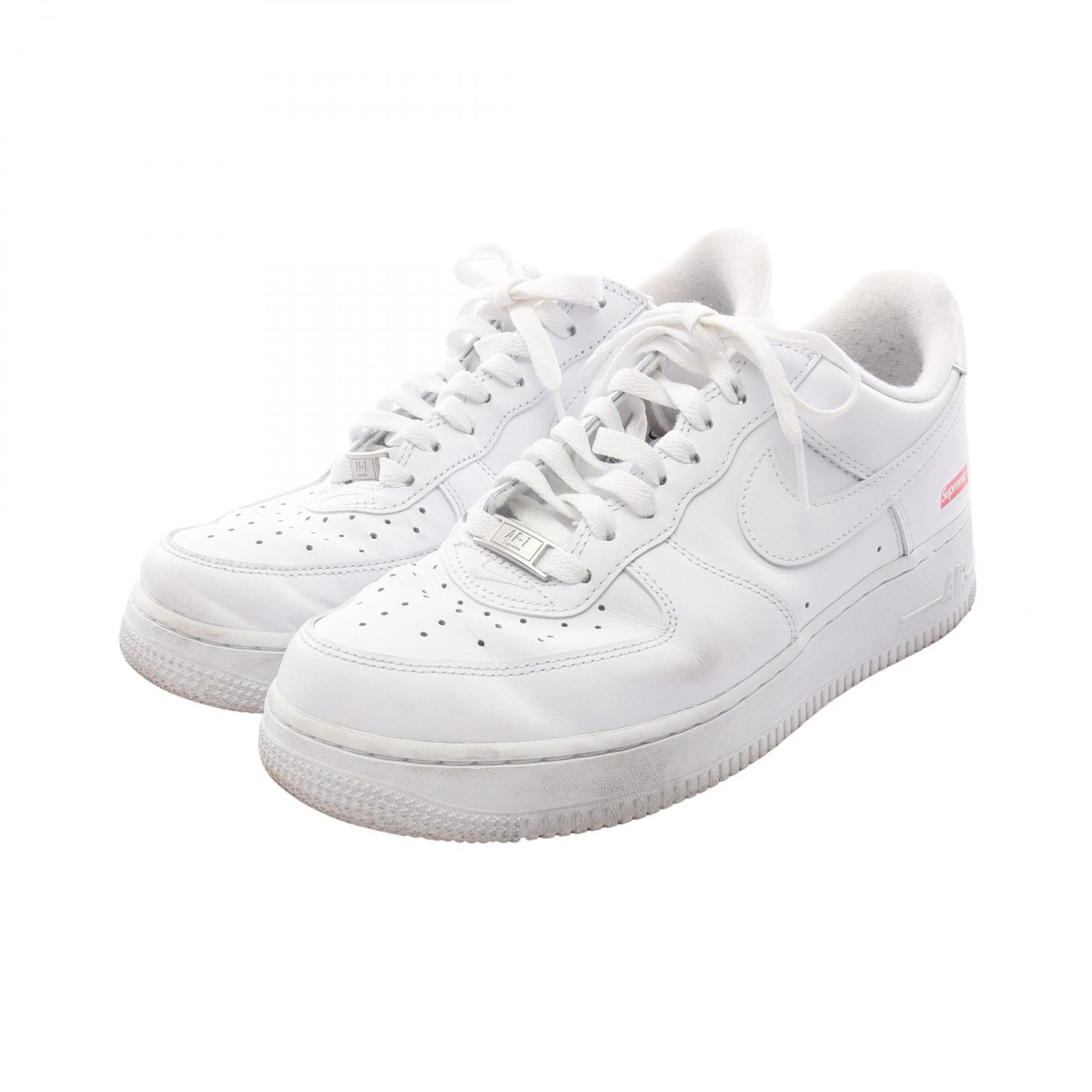 《全品5%クーポン×P5倍》ナイキ NIKE NIKE × Supreme AIR FORCE 1 LOW スニーカー 靴 レザー メンズ ホワイト系 CU9225 【中古】