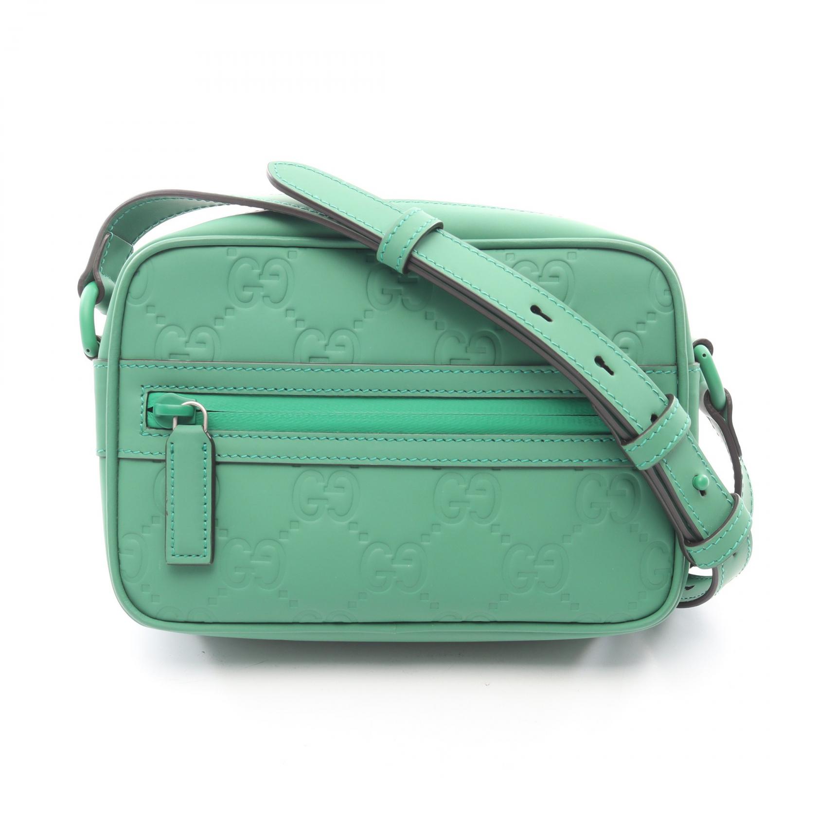 【SALE/1万円OFFクーポン】グッチ GUCCI GGラバーエフェクト ミニ ショルダーバッグ バッグ ラバー メンズ グリーン系 771321 【中古】